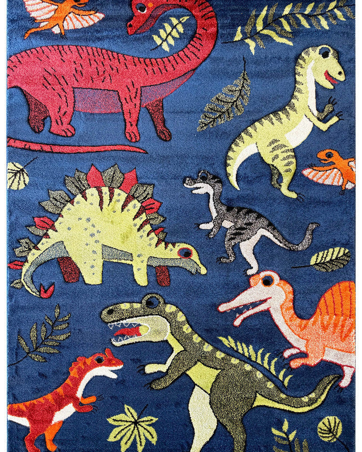 Cotton Candy E925A Dinosaur Blue - Blue kids rug from Vogue Rugs Australia