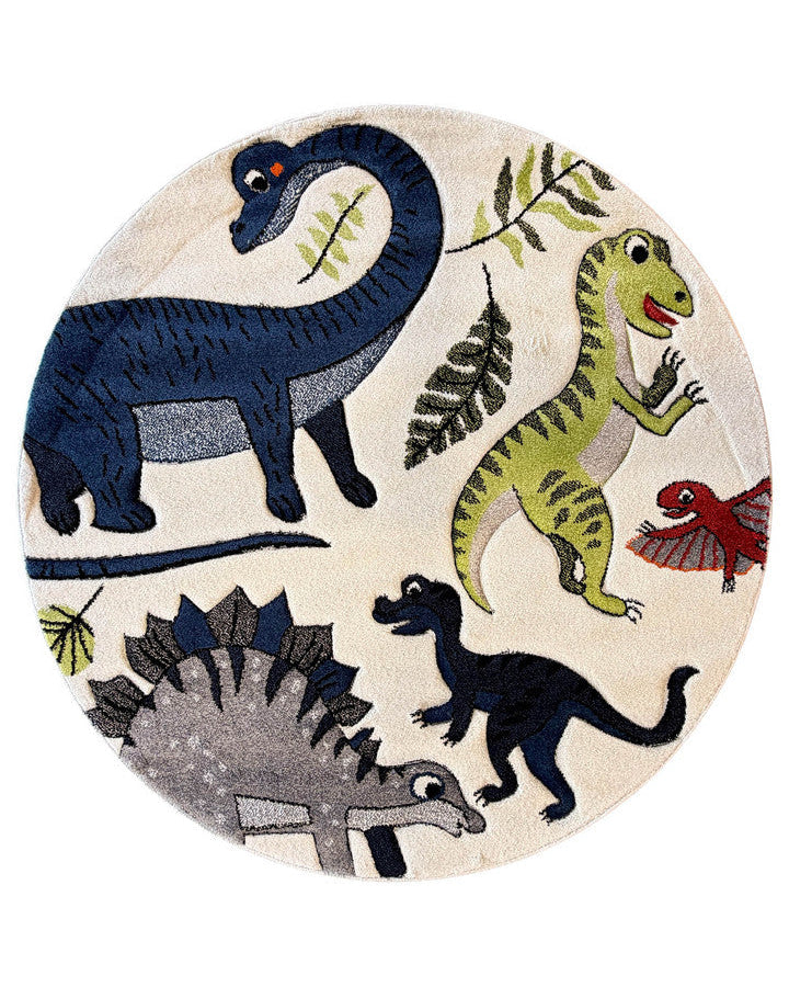 Cotton Candy E925A Dinosaur Cream ROUND - Cream kids rug from Vogue Rugs Australia