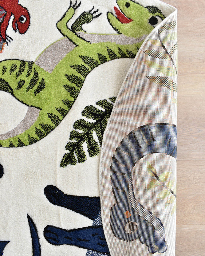 Cotton Candy E925A Dinosaur Cream ROUND - Cream kids rug from Vogue Rugs Australia