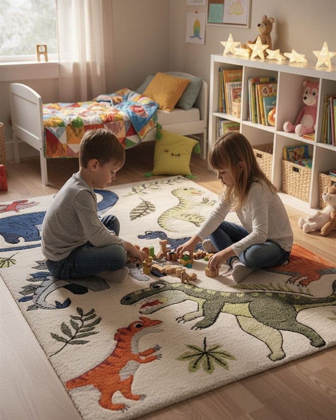 Cotton Candy E925A Dinosaur Cream - Cream kids rug from Vogue Rugs Australia