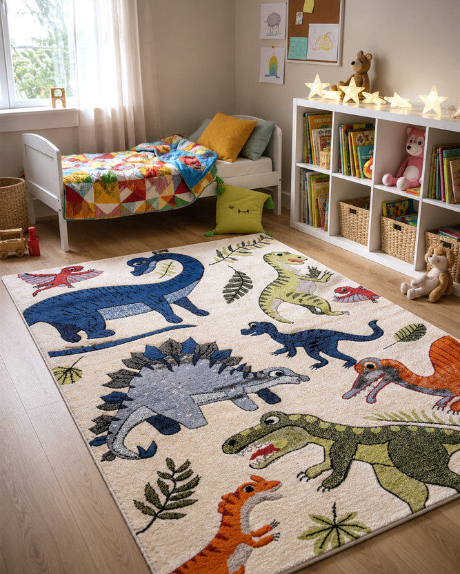 Cotton Candy E925A Dinosaur Cream - Cream kids rug from Vogue Rugs Australia