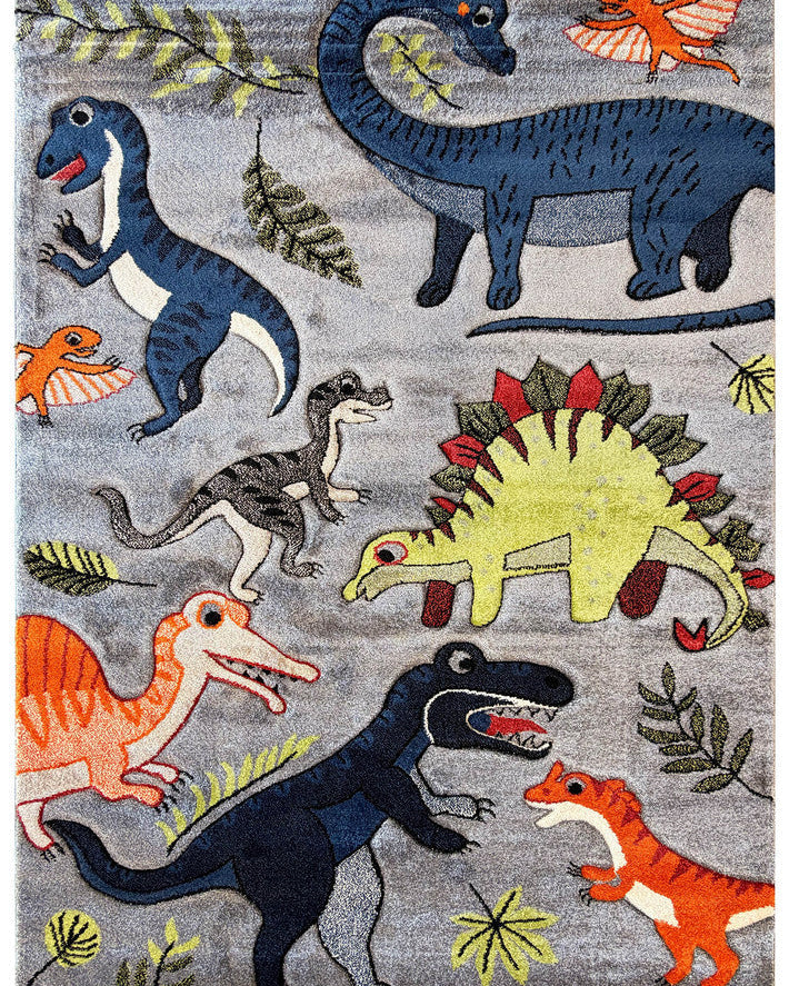 Cotton Candy E925A Dinosaur Grey - Grey kids rug from Vogue Rugs Australia
