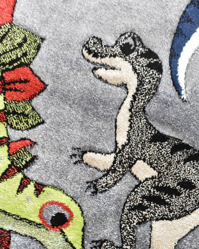 Cotton Candy E925A Dinosaur Grey - Grey kids rug from Vogue Rugs Australia