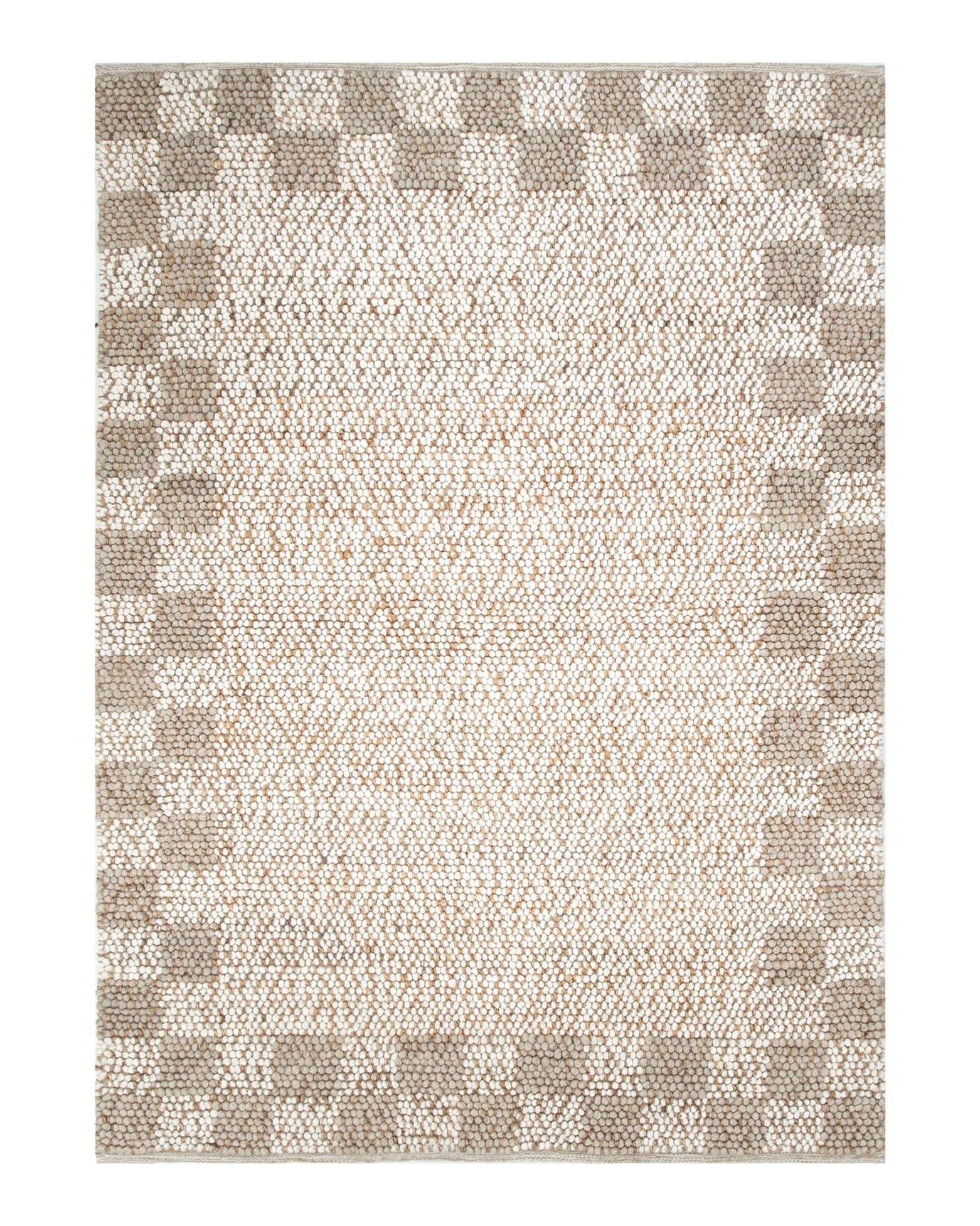 Eco Weave Checkered Border Cream Beige Jute and Wool Rug - Beige area rug rug from Vogue Rugs Australia