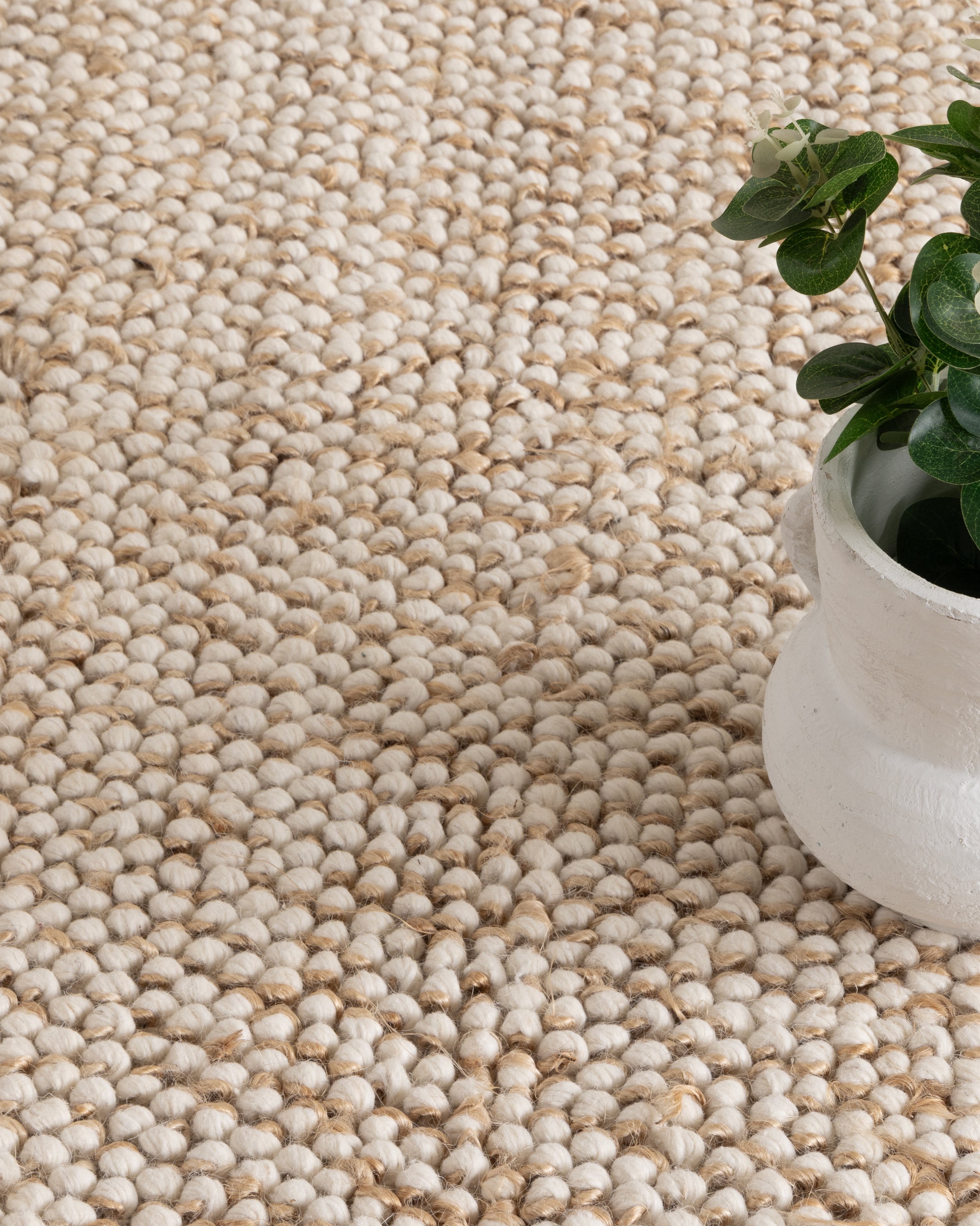 Eco Weave Checkered Border Cream Beige Jute and Wool Rug - Beige area rug rug from Vogue Rugs Australia