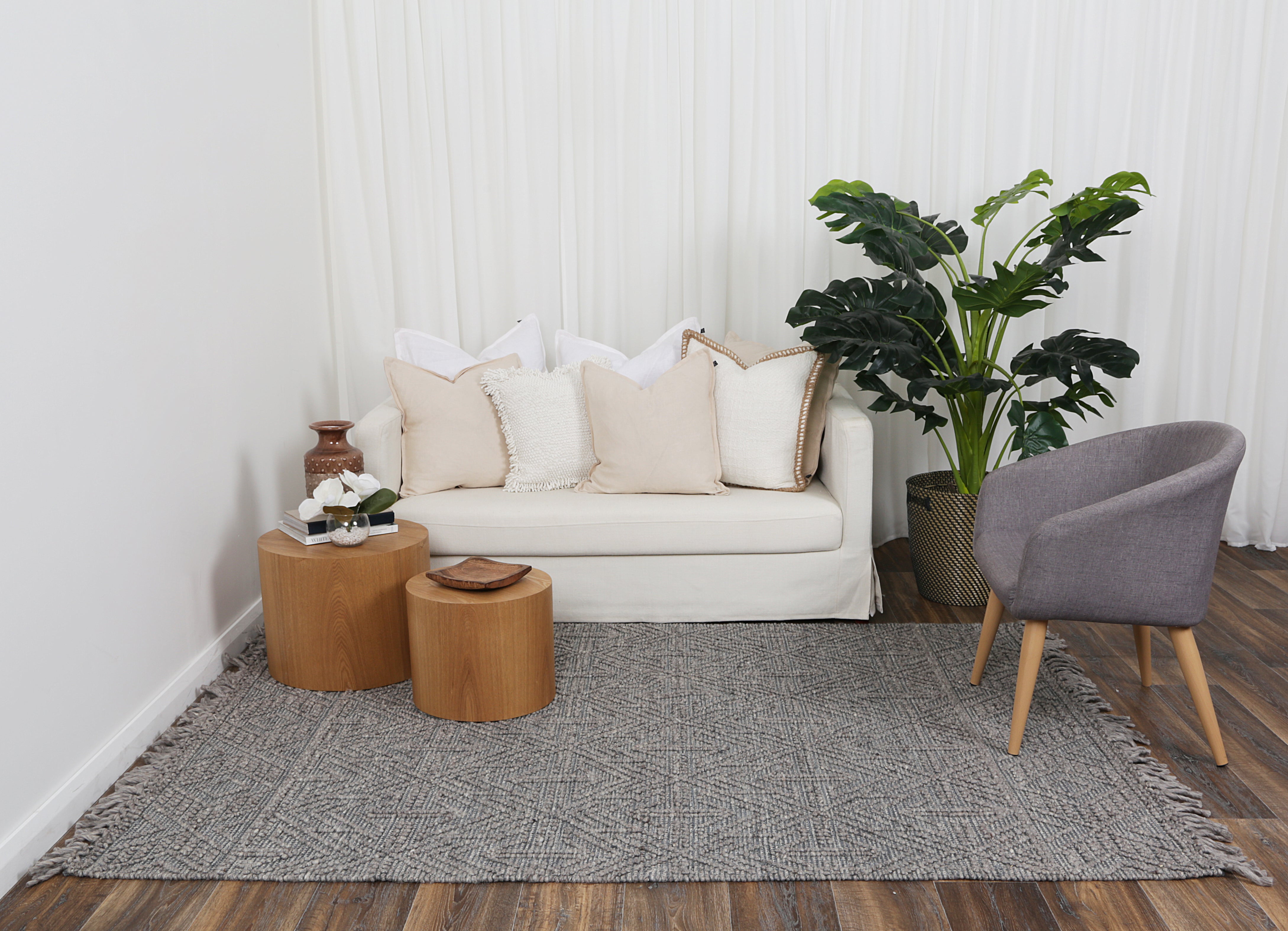 Diego Tribal Grey Multi Wool Rug - DIEG02.