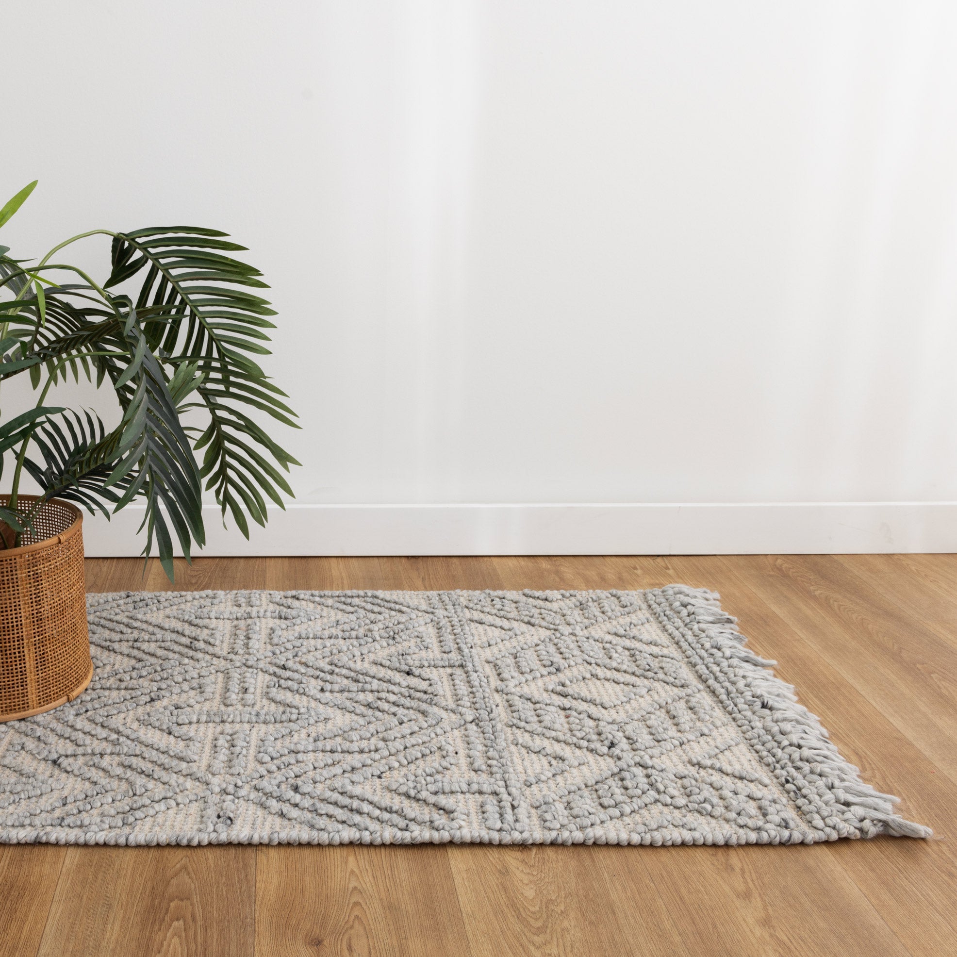 Diego Tribal Grey Wool Rug - DIEG02.