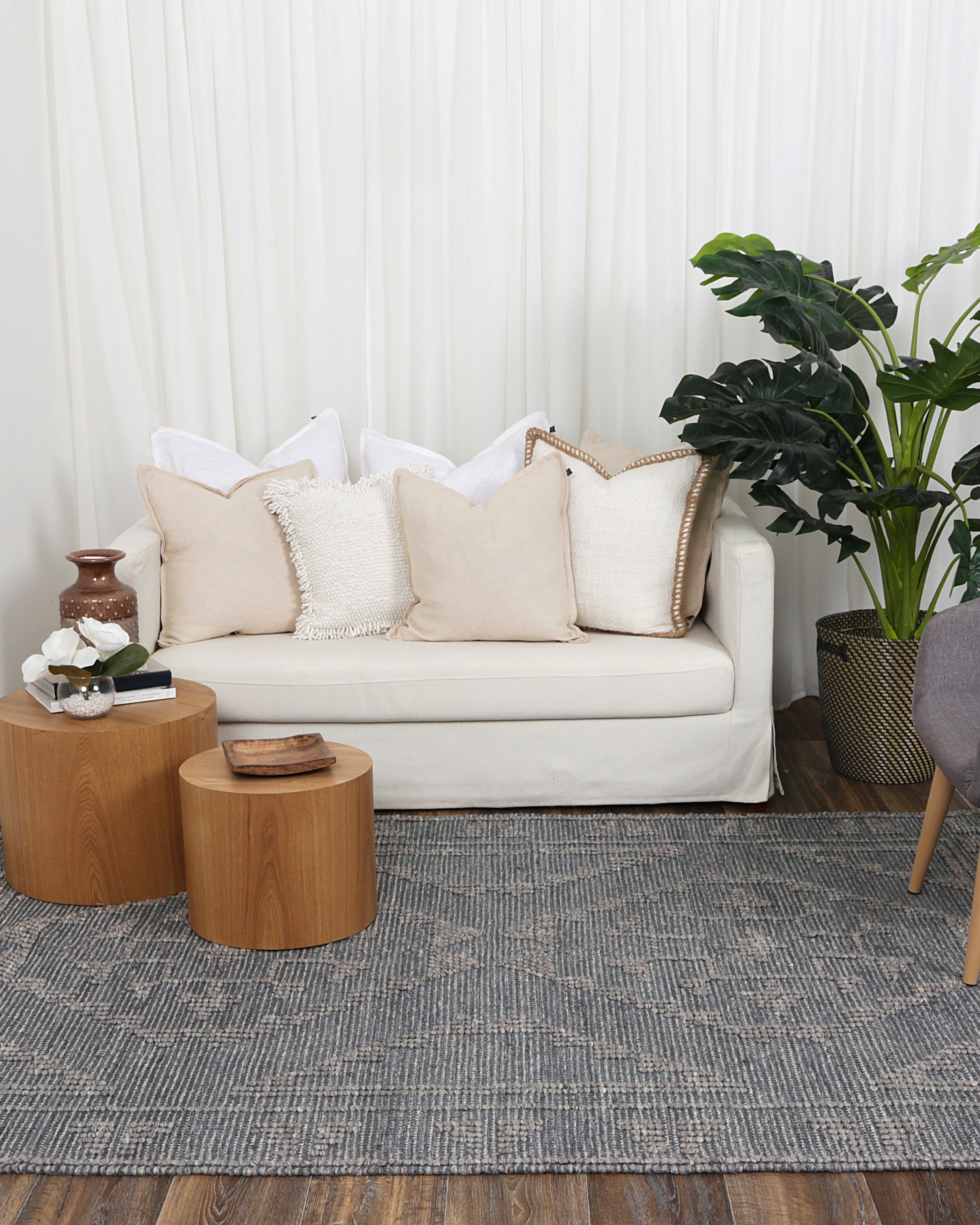Diego Ornamental Grey Multi Wool Rug - DIEG03 - Grey area rug rug from Vogue Rugs Australia