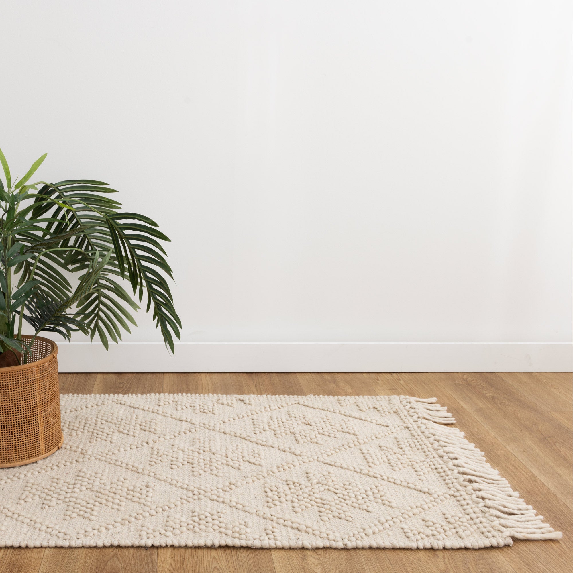 Diego Geometric Beige Wool Rug - DIEG04.