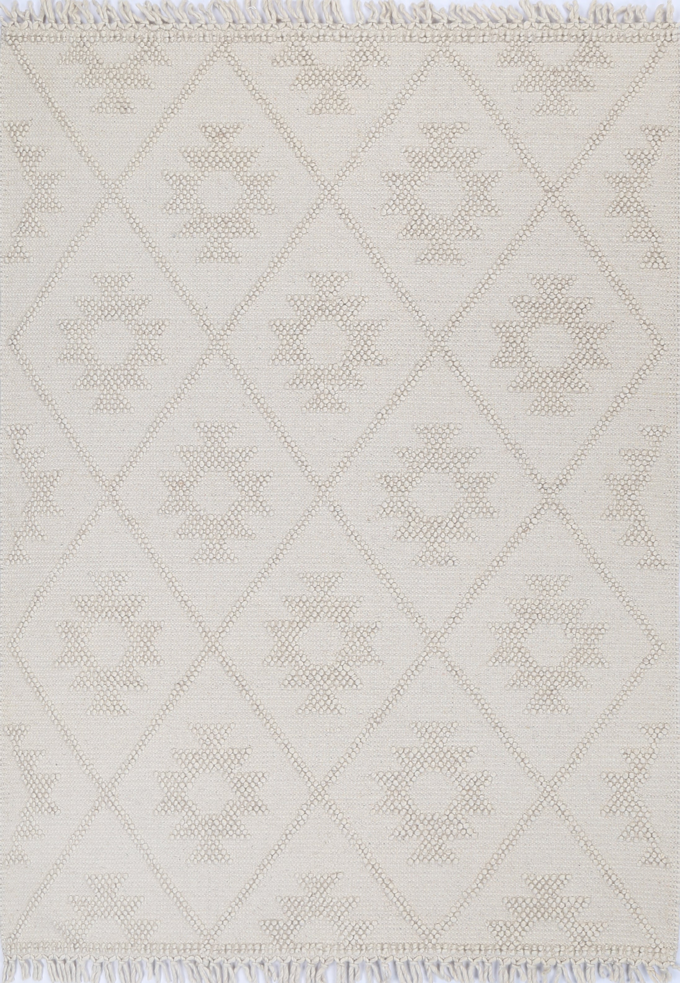 Diego Geometric Beige Wool Rug - DIEG04.