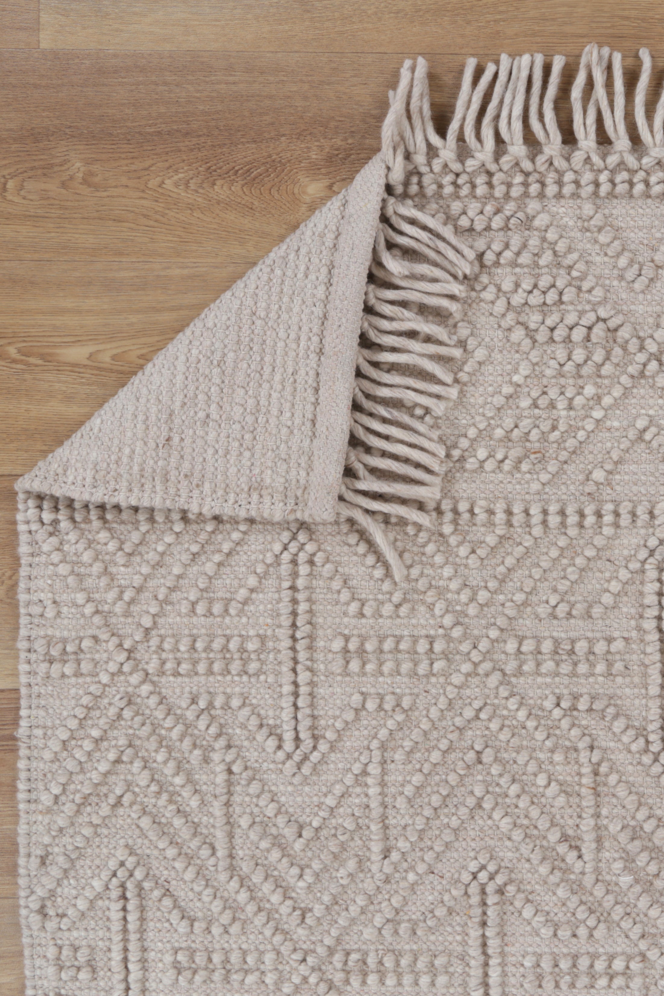 Diego Geometric Brown Wool Rug - DIEG04.