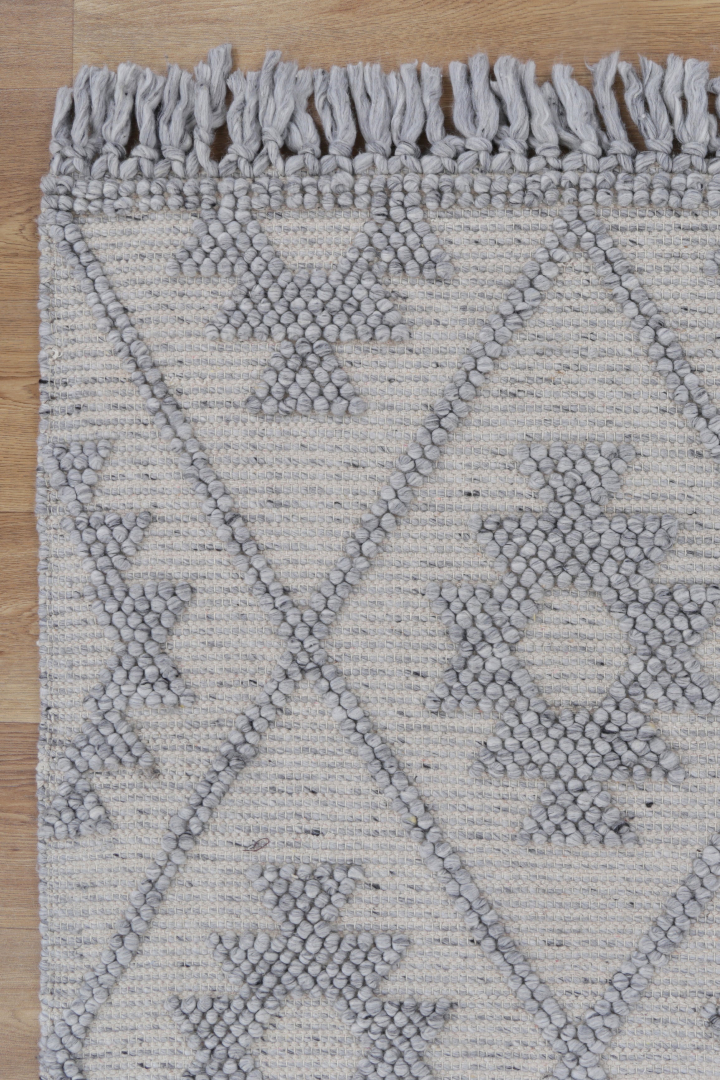 Diego Geometric Grey Wool Rug - DIEG04.
