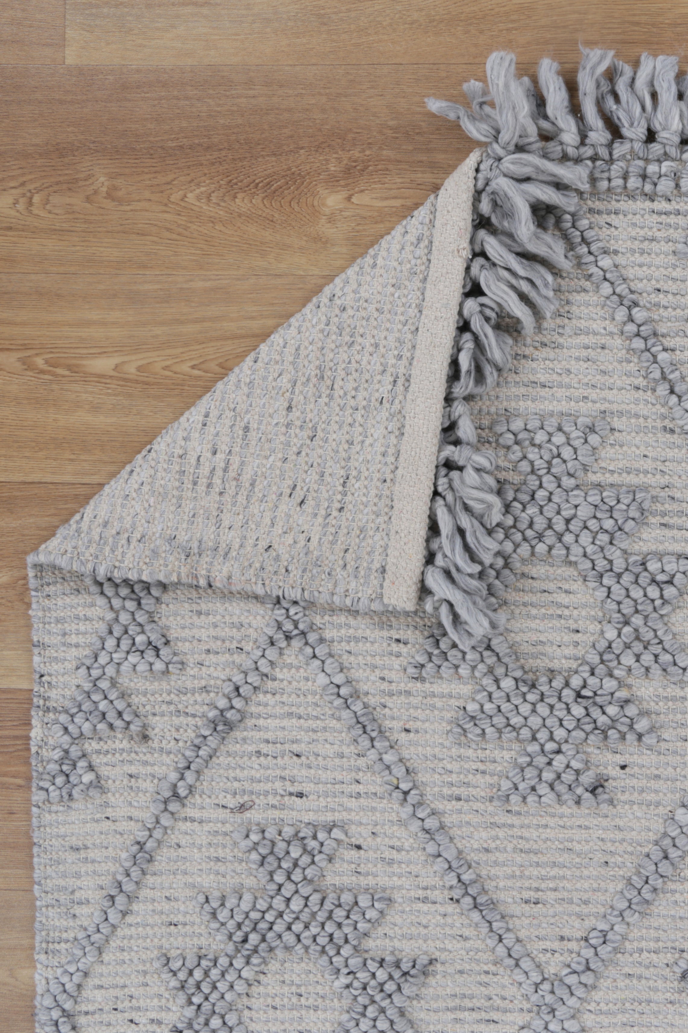 Diego Geometric Grey Wool Rug - DIEG04.