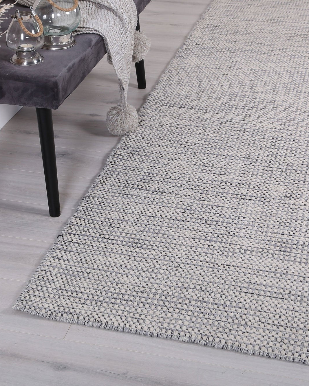 Scandi Grey Reversible Wool Runner Rug