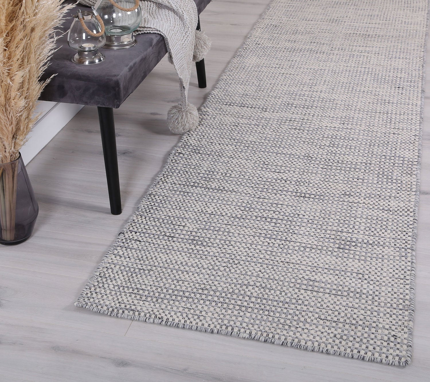 Scandi Grey Reversible Wool Runner Rug