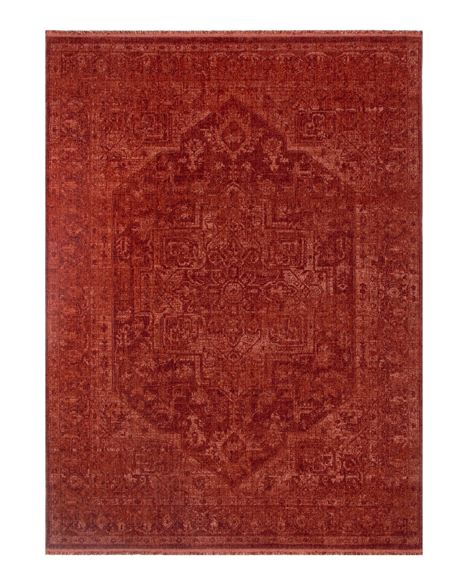 Heritage Distressed Medallion Rust Rug - H101 (Different Tassel) - Rust area rug rug from Vogue Rugs Australia