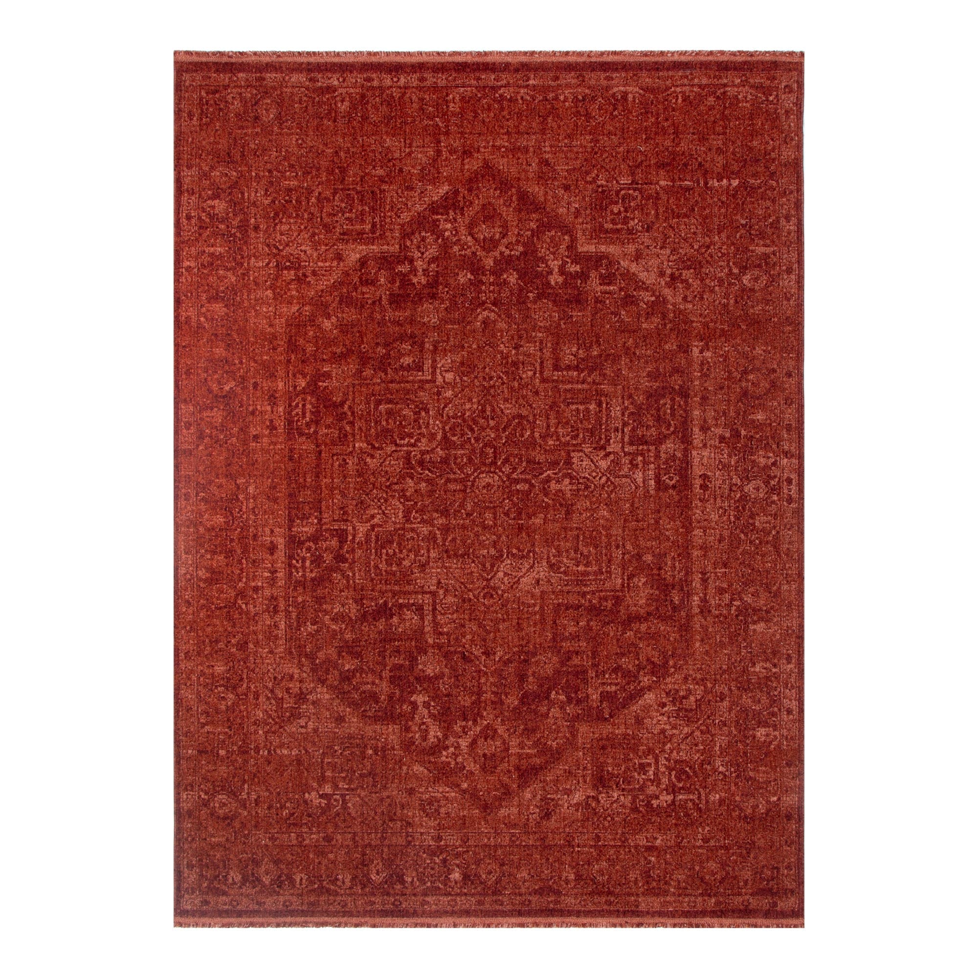 Heritage Distressed Medallion Rust Rug - H101 (Different Tassel).