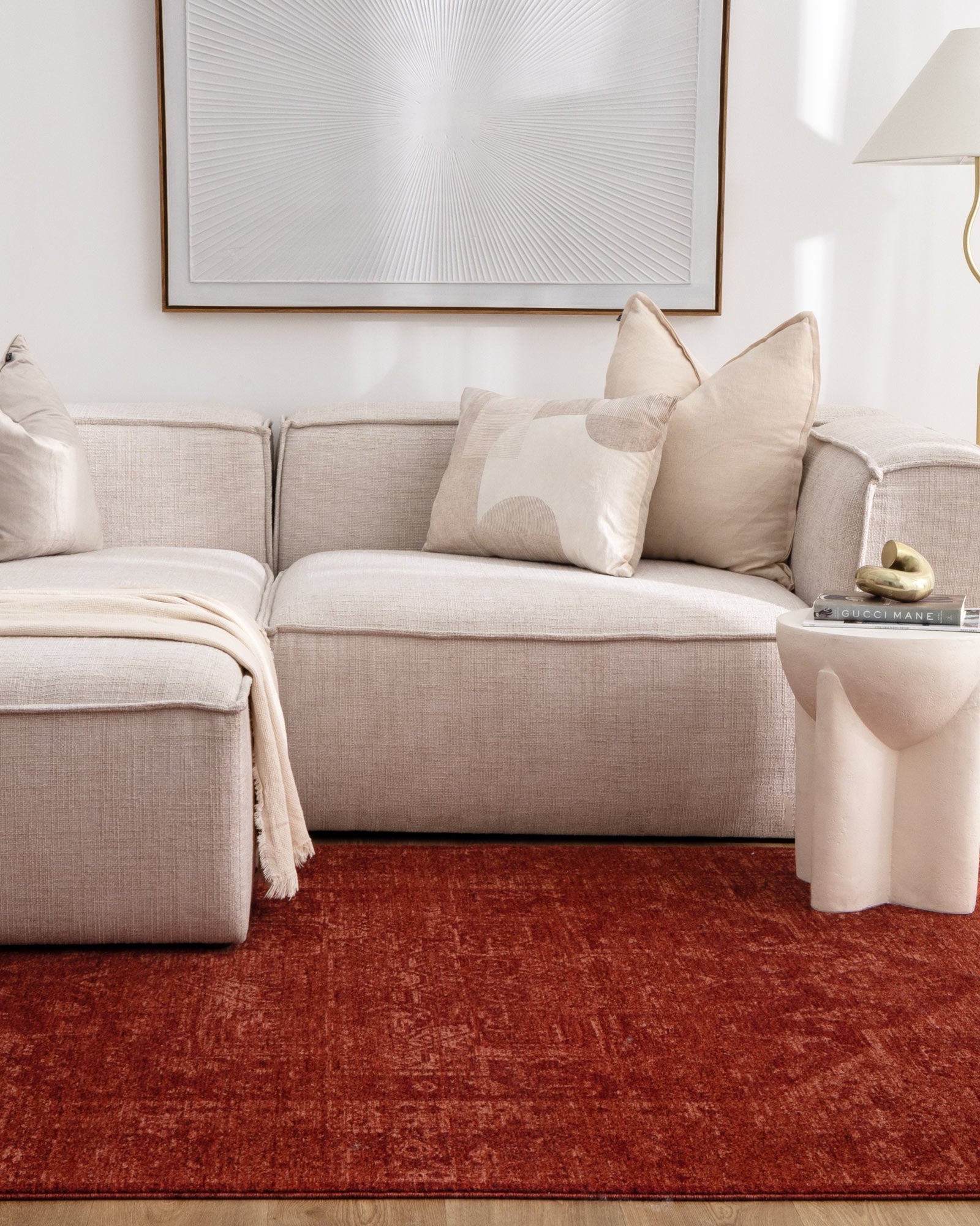 Heritage Distressed Medallion Rust Rug - H101 (Different Tassel) - Rust area rug rug from Vogue Rugs Australia