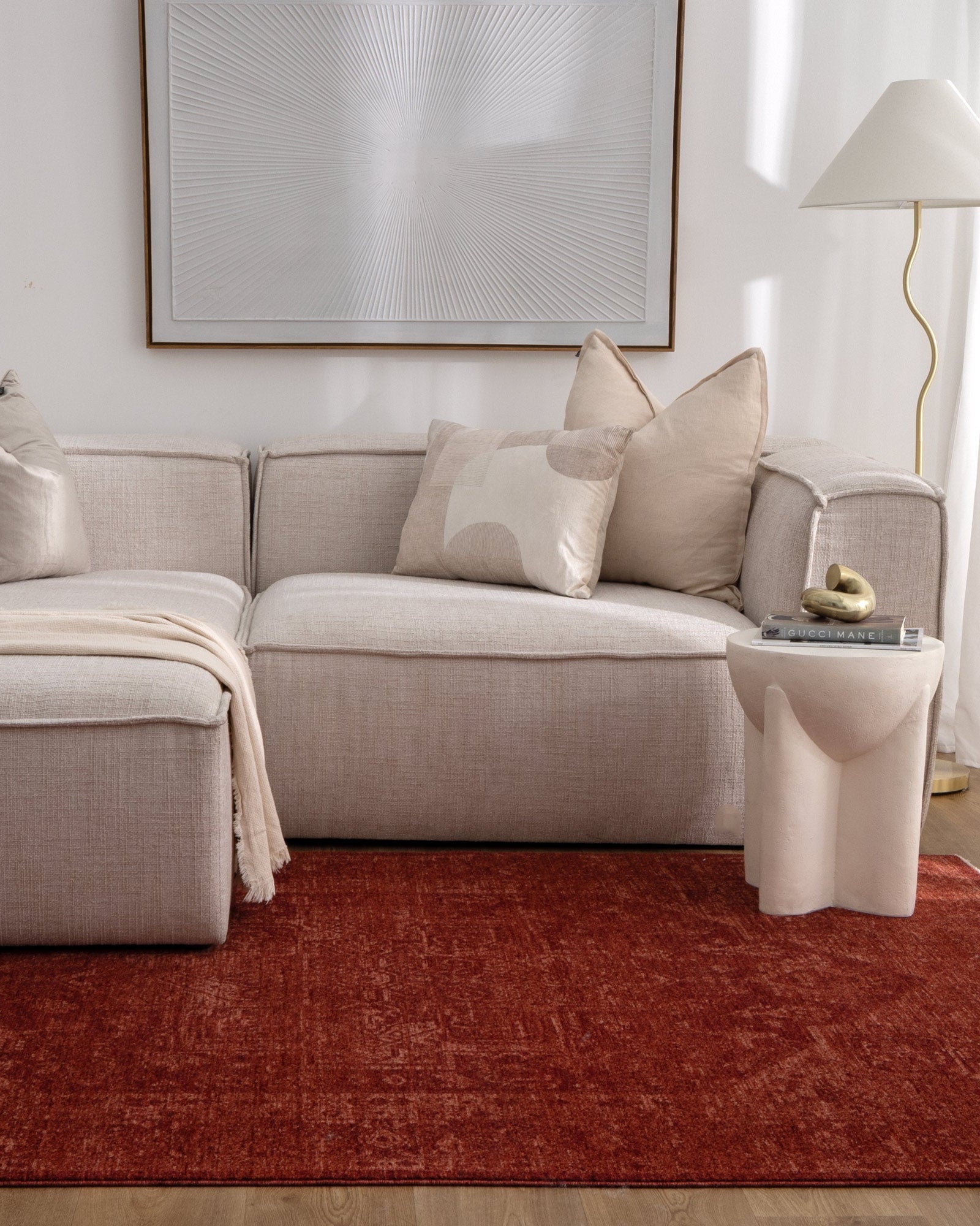 Heritage Distressed Medallion Rust Rug - H101 - Rust area rug rug from Vogue Rugs Australia