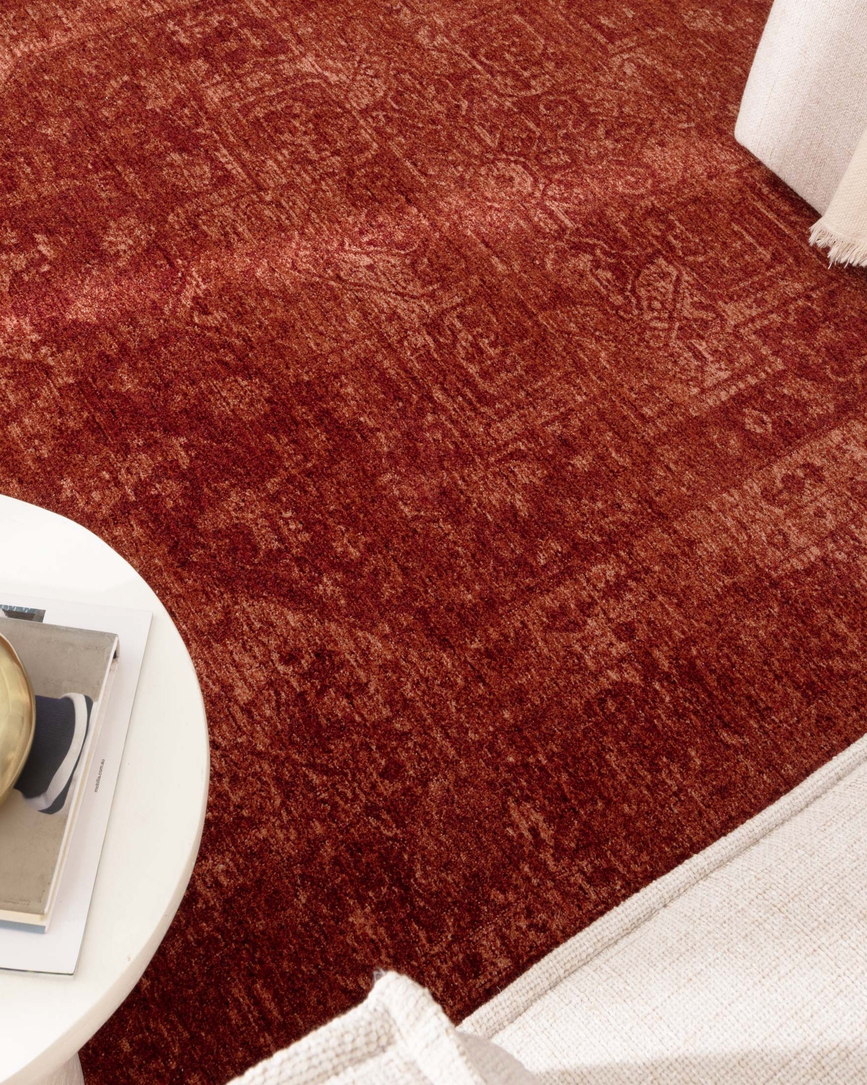 Heritage Distressed Medallion Rust Rug - H101 (Different Tassel) - Rust area rug rug from Vogue Rugs Australia