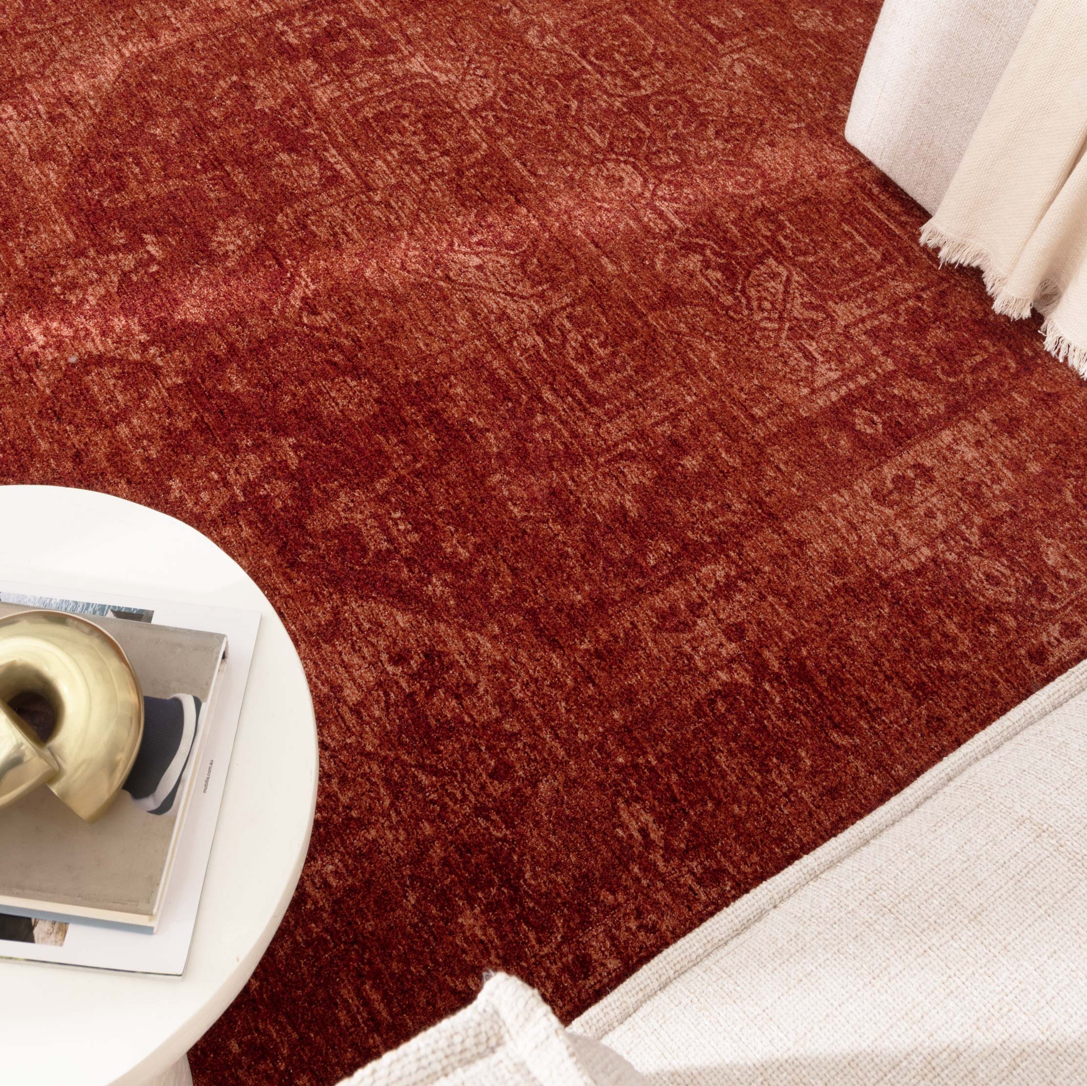 Heritage Distressed Medallion Rust Rug - H101 (Different Tassel).