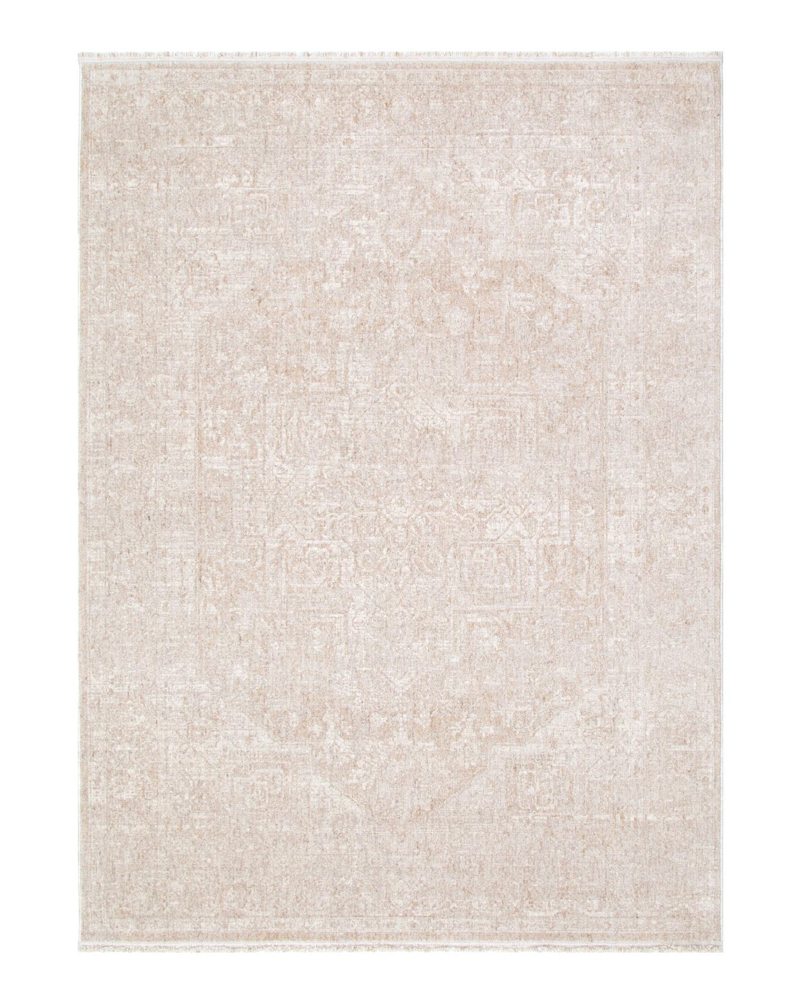 Heritage Distressed Medallion Beige Rug - H102- (Different Tassel) - Beige area rug rug from Vogue Rugs Australia