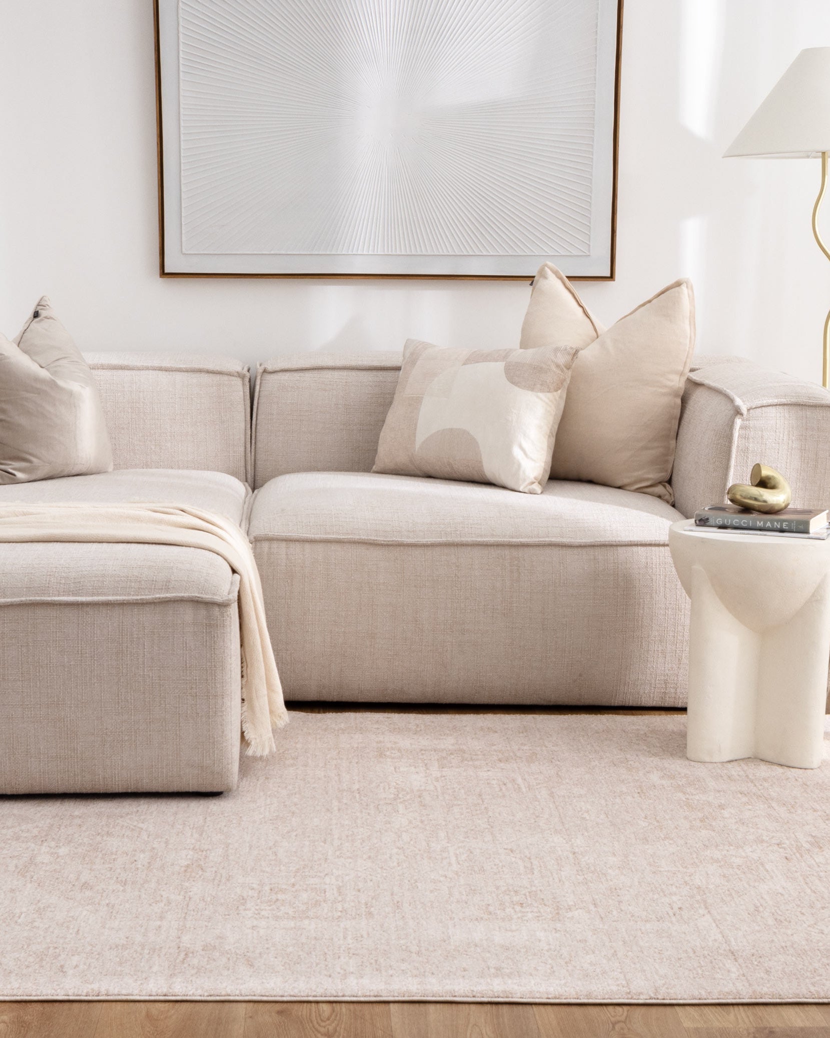 Heritage Distressed Medallion Beige Rug - H102- (Different Tassel) - Beige area rug rug from Vogue Rugs Australia