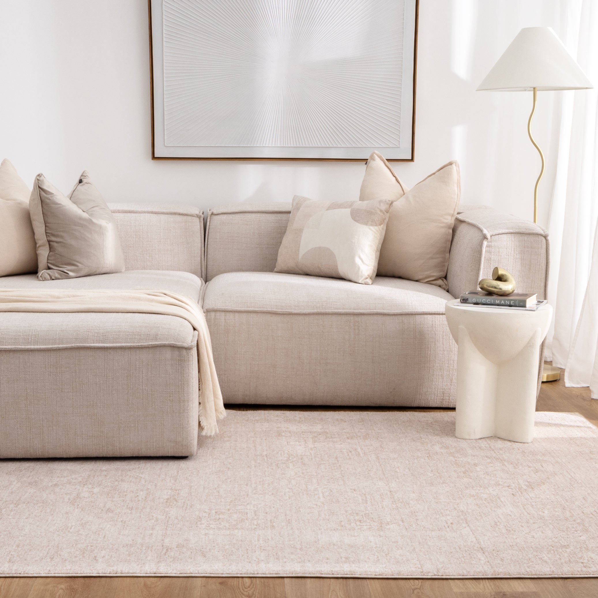 Heritage Distressed Medallion Beige Rug - H102- (Different Tassel).