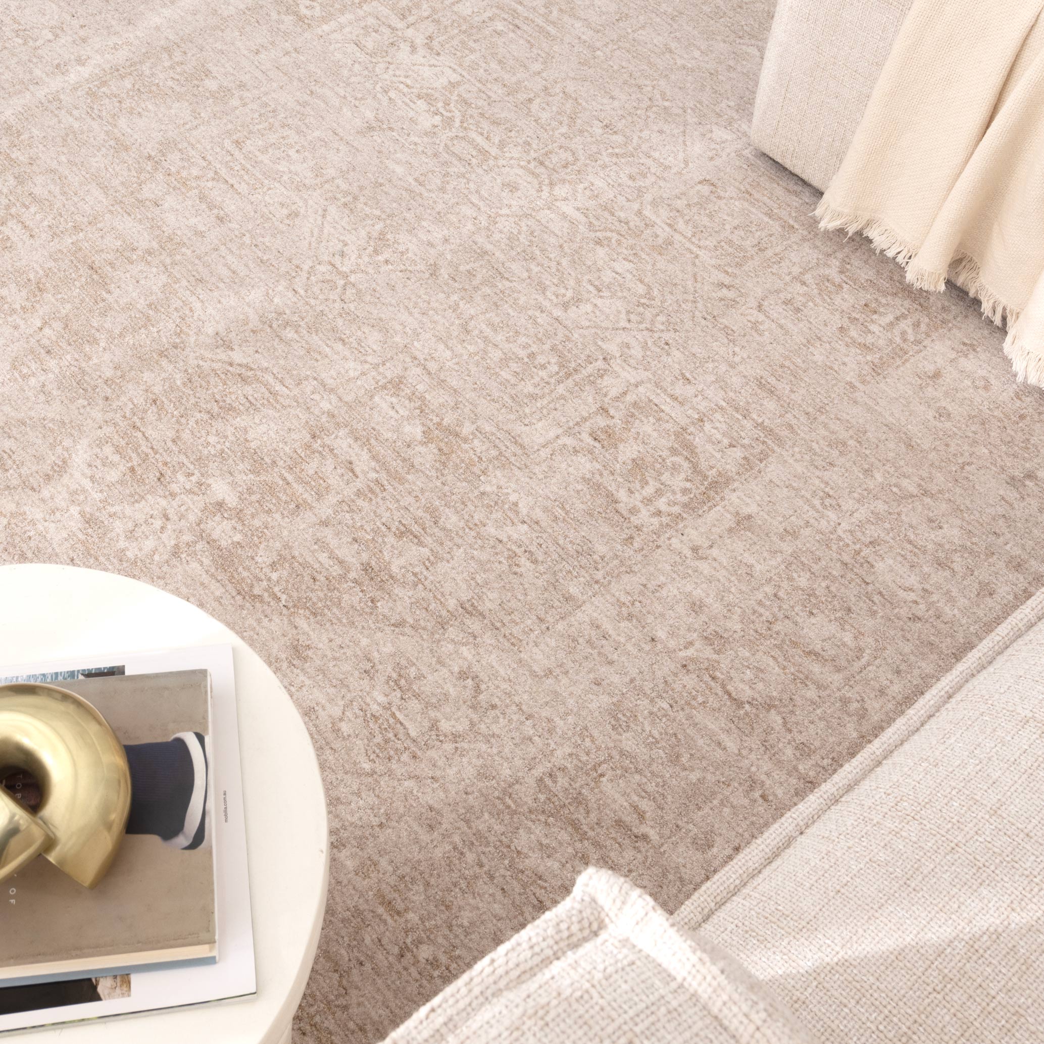 Heritage Distressed Medallion Beige Rug - H102 - Beige area rug rug from Vogue Rugs Australia