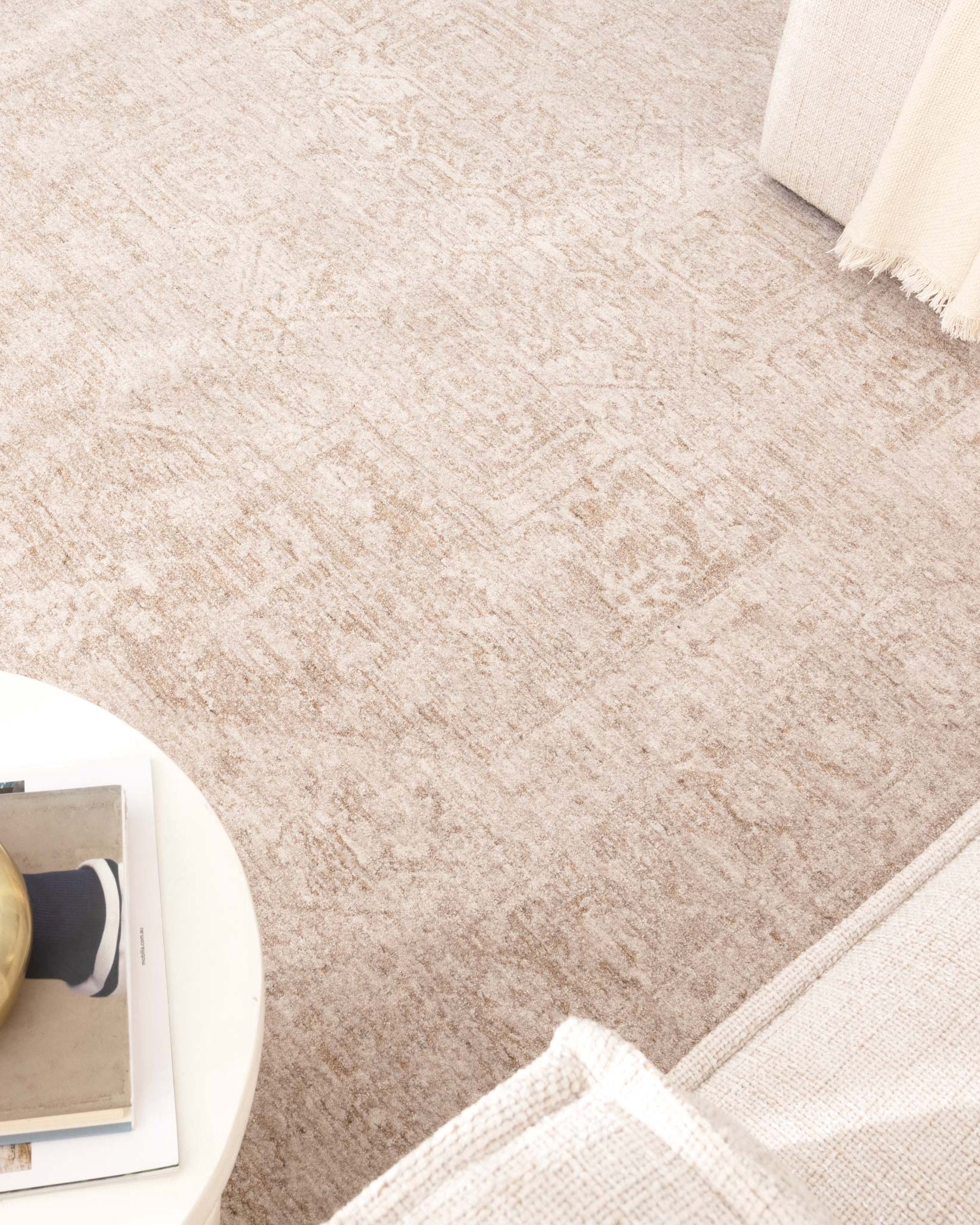 Heritage Distressed Medallion Beige Rug - H102- (Different Tassel) - Beige area rug rug from Vogue Rugs Australia