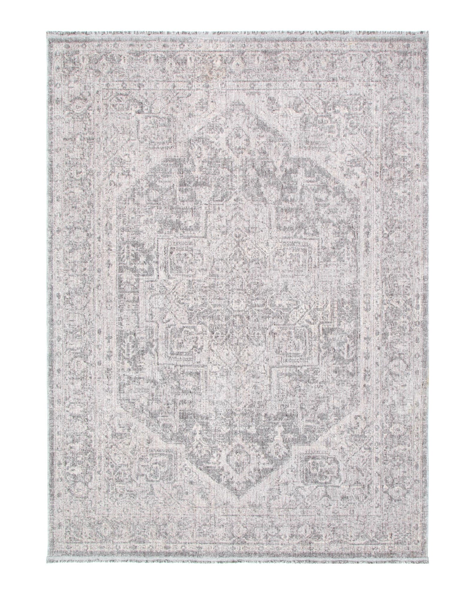 Heritage Distressed Medallion Grey Rug - H103: (Different Tassel) - Grey area rug rug from Vogue Rugs Australia