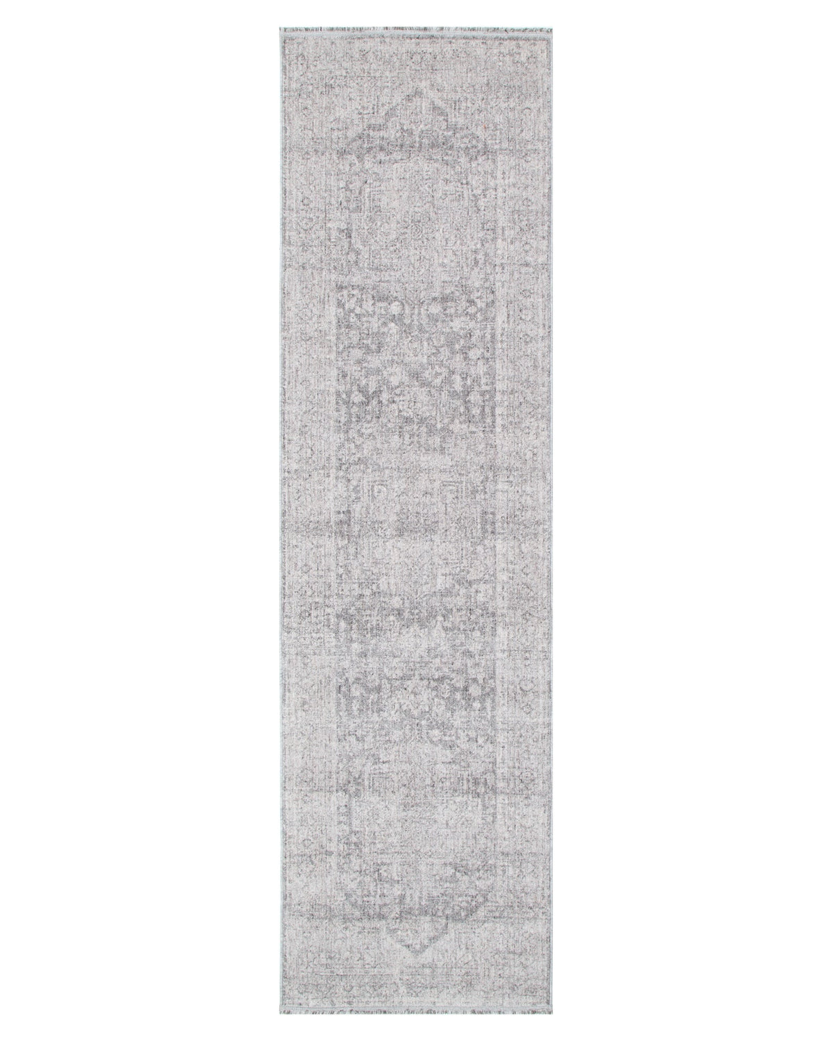 Heritage Distressed Medallion Grey Runner- H103: (Different Tassel) - Grey area rug rug from Vogue Rugs Australia