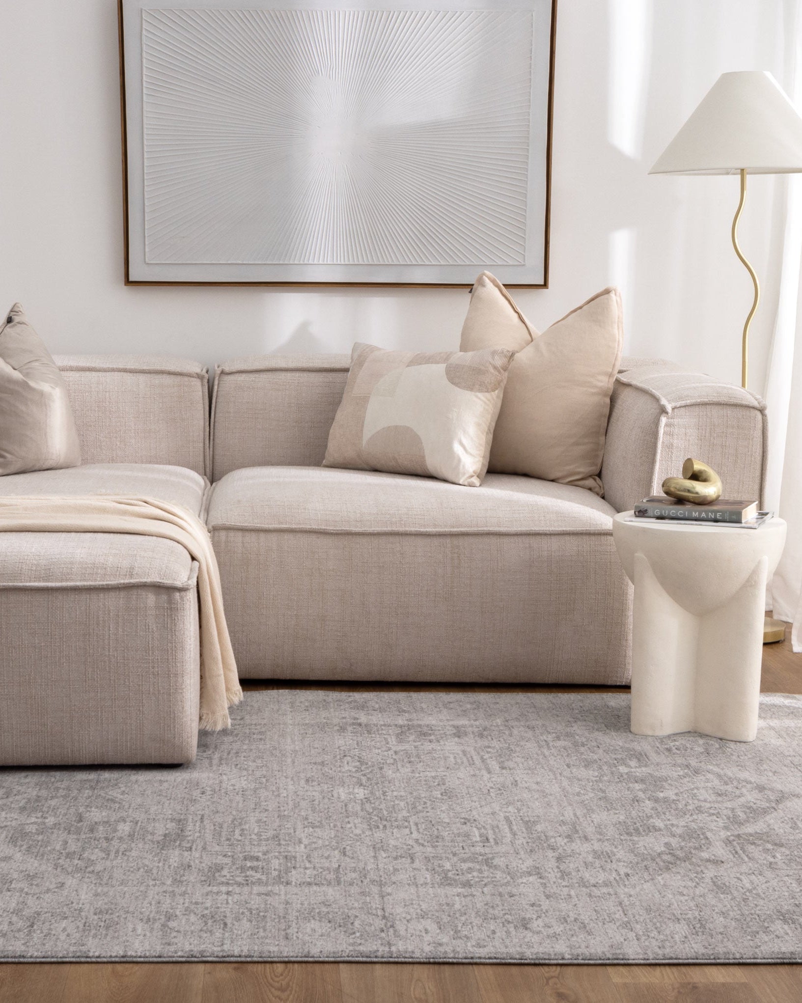 Heritage Distressed Medallion Grey Rug - H103 - Grey area rug rug from Vogue Rugs Australia