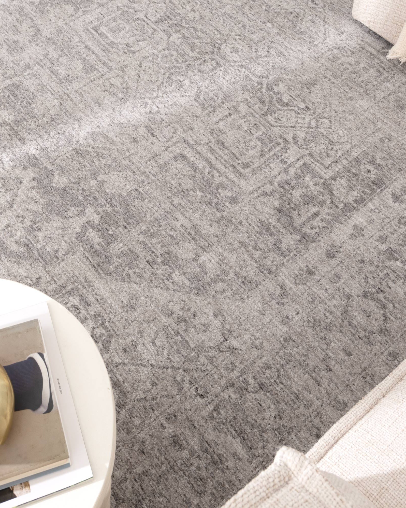 Heritage Distressed Medallion Grey Rug - H103 - Grey area rug rug from Vogue Rugs Australia