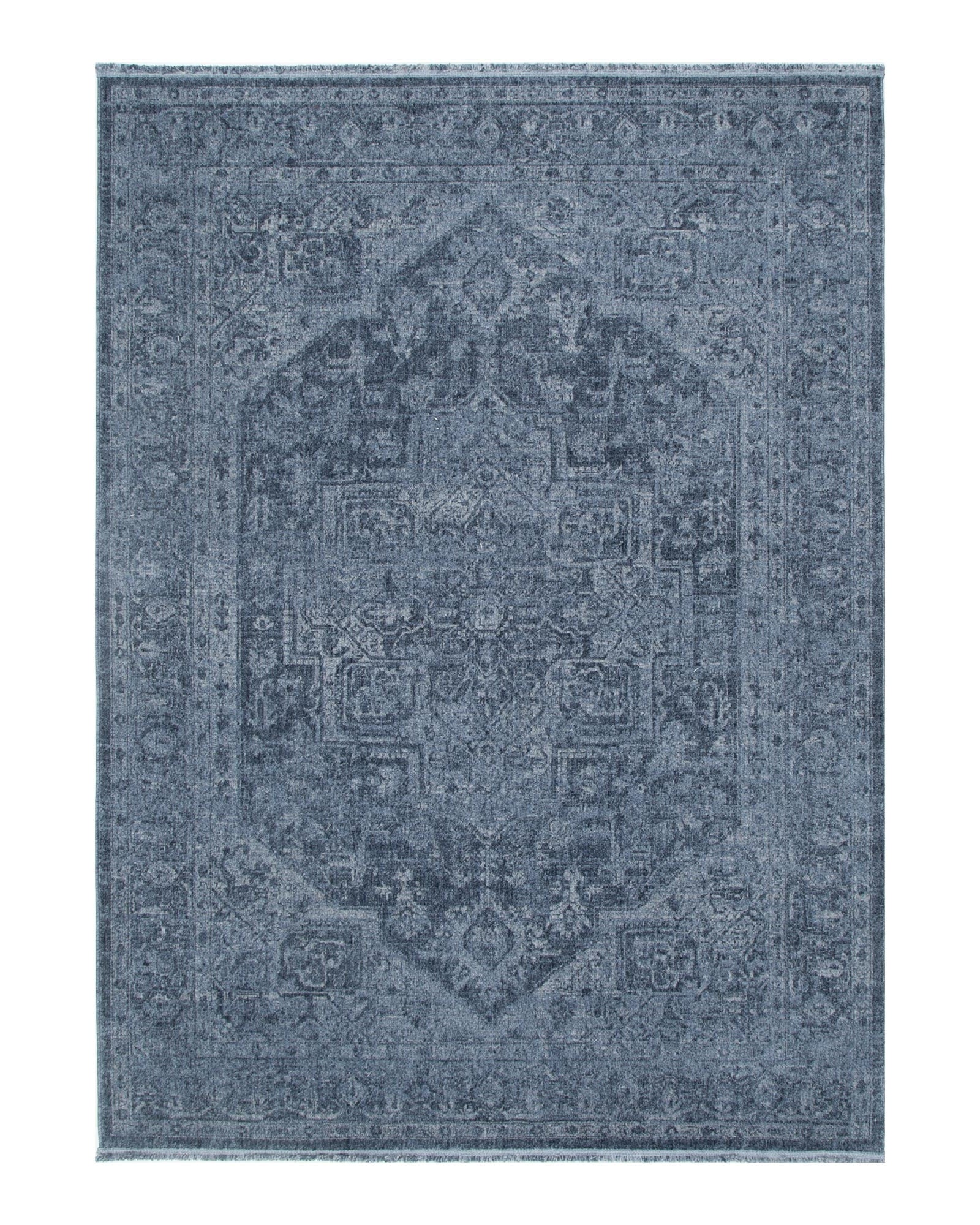 Heritage Distressed Medallion Blue Rug - H104: (Different Tassel) - Blue area rug rug from Vogue Rugs Australia