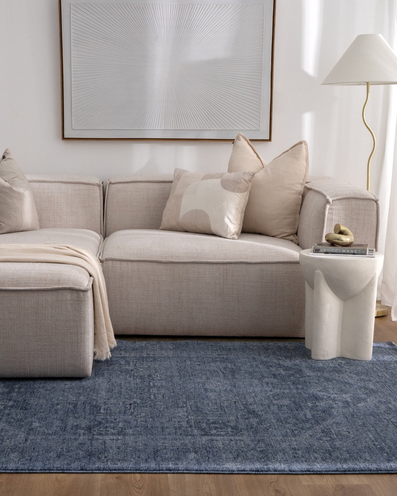 Heritage Distressed Medallion Blue Rug - H104 - Blue area rug rug from Vogue Rugs Australia