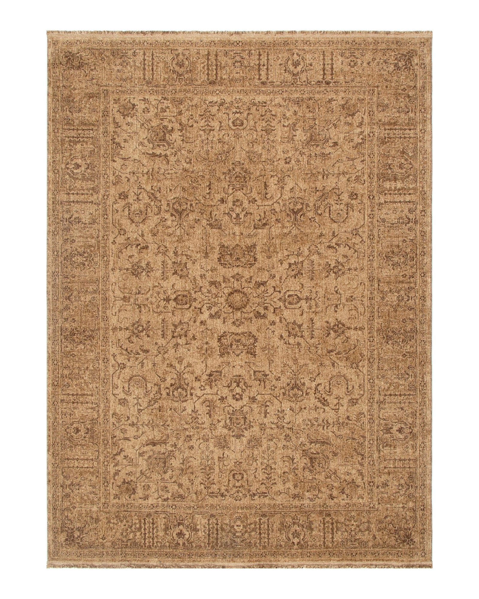 Heritage Distressed Border Mustard Rug - H105: (Different Tassel) - area rug rug from Vogue Rugs Australia