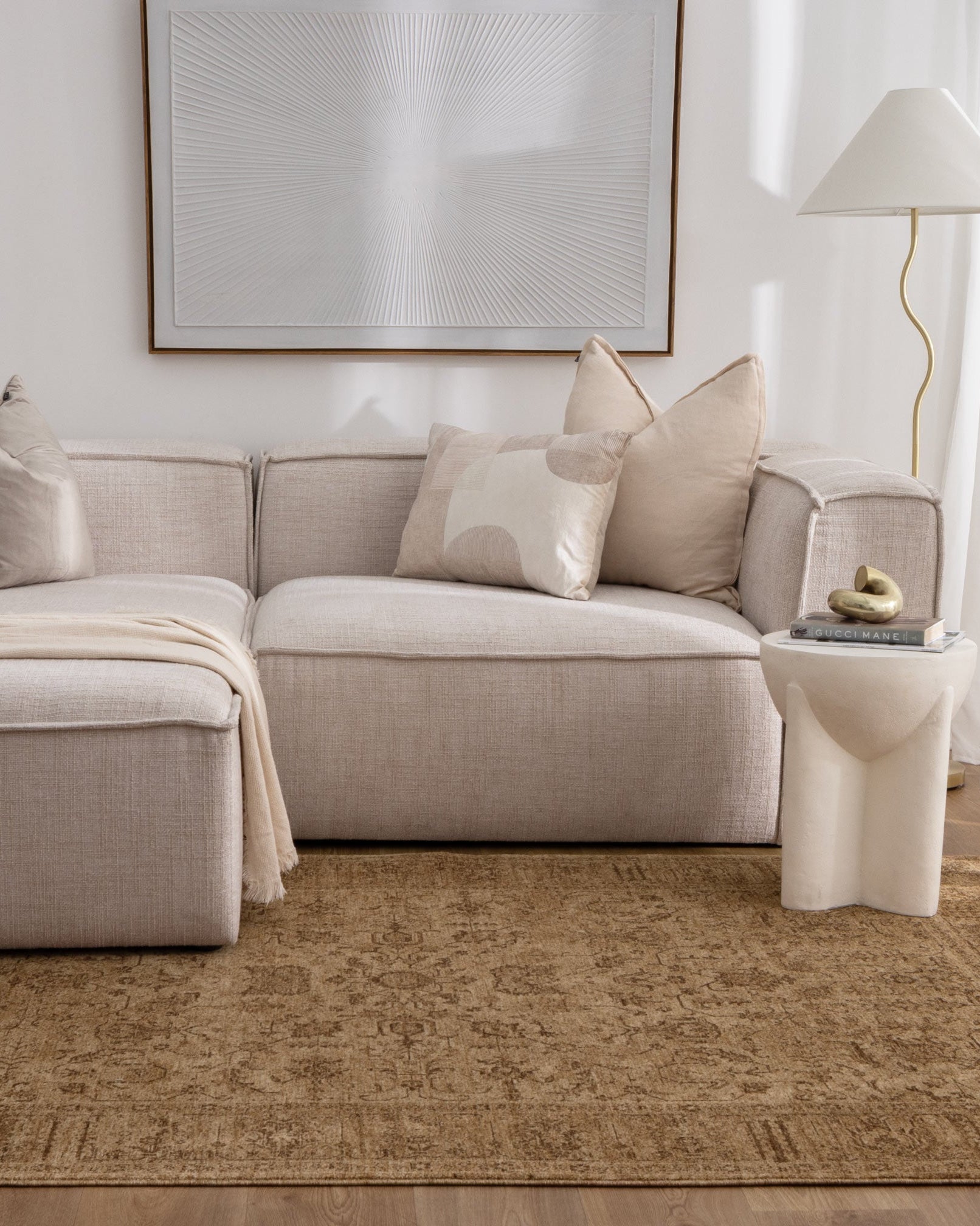 Heritage Distressed Border Mustard Rug - H105 - area rug rug from Vogue Rugs Australia