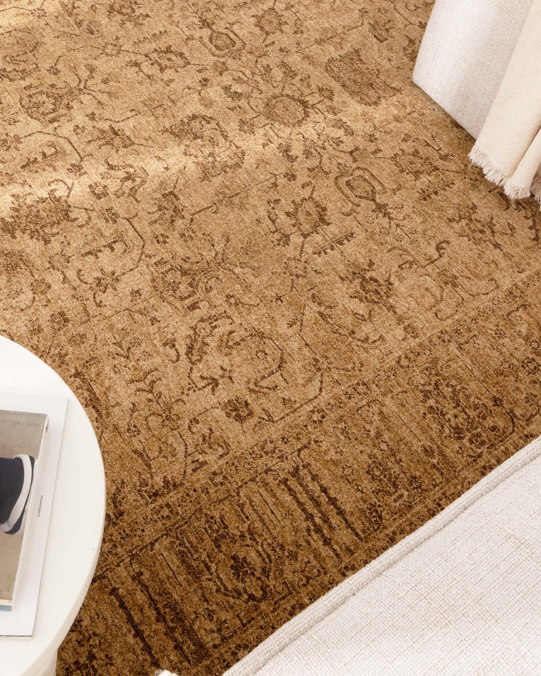 Heritage Distressed Border Mustard Rug - H105: (Different Tassel) - area rug rug from Vogue Rugs Australia