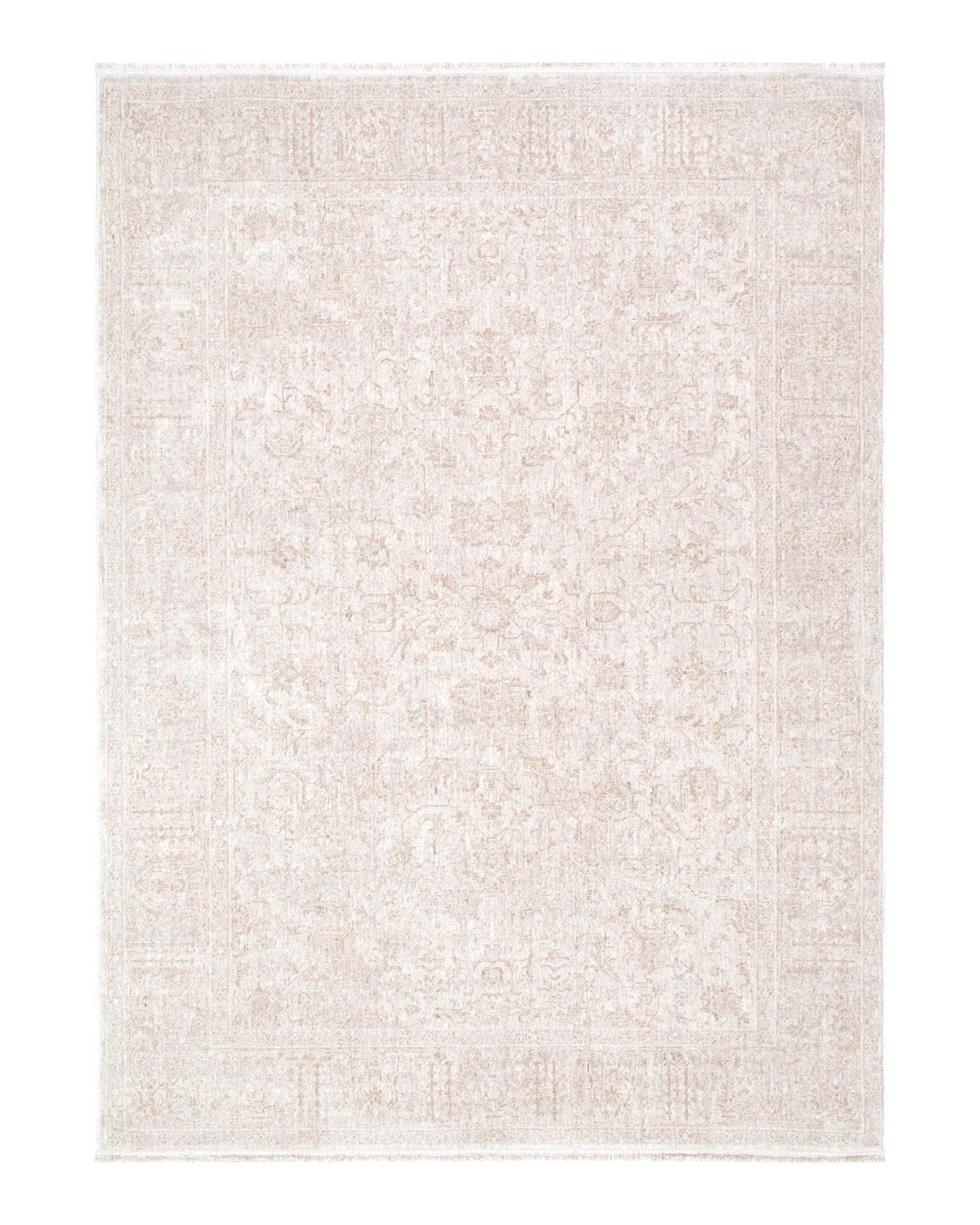 Heritage Distressed Border Beige Rug - H106: (Different Tassel) - Beige area rug rug from Vogue Rugs Australia