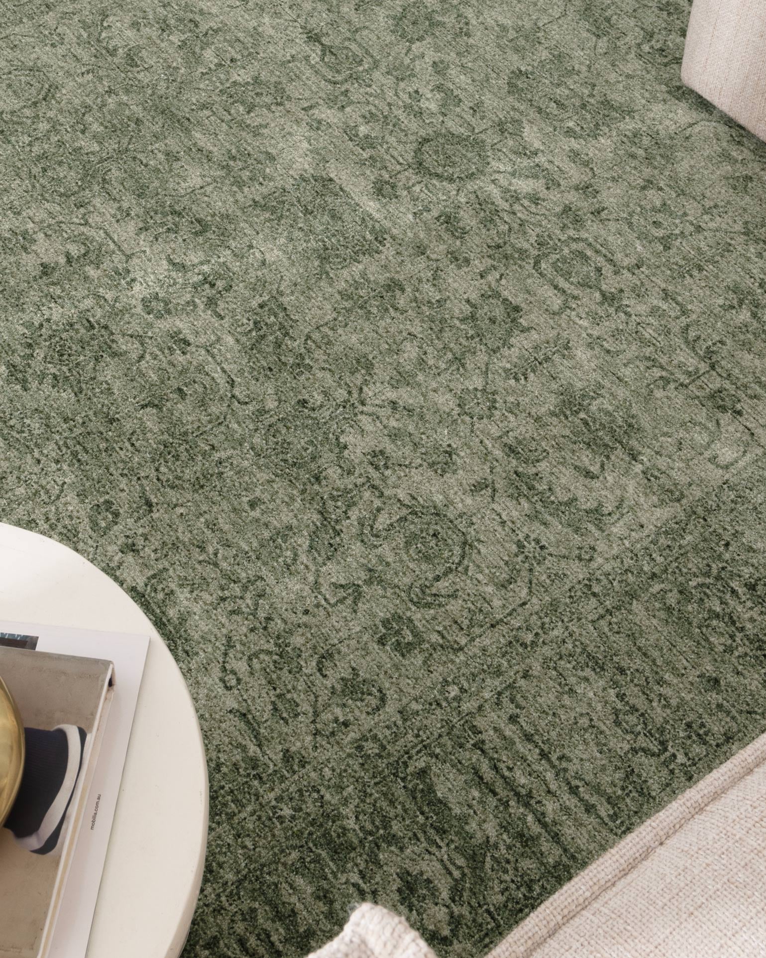 Heritage Distressed Border Green Rug - H107 - Green area rug rug from Vogue Rugs Australia