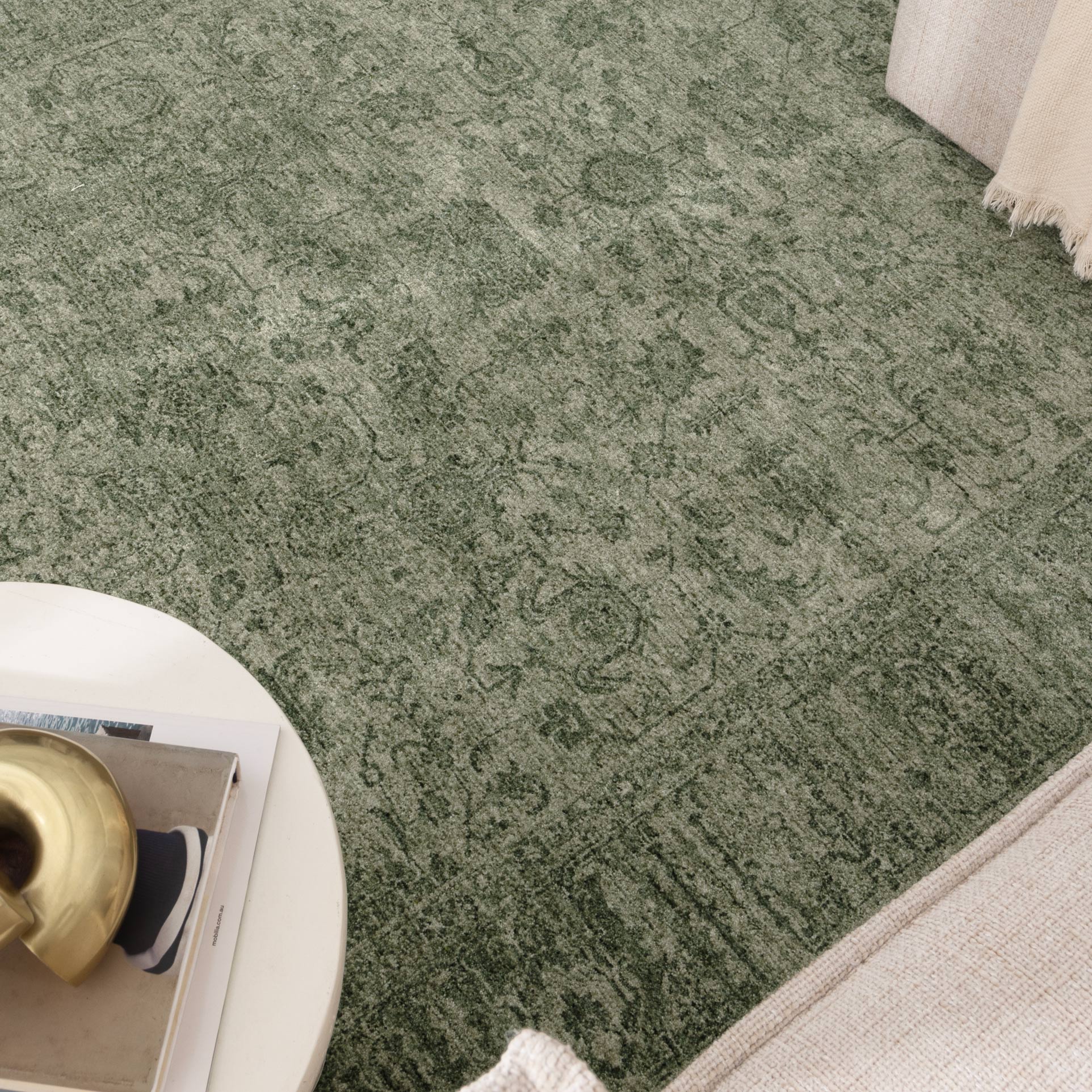 Heritage Distressed Border Green Rug - H107 - Green area rug rug from Vogue Rugs Australia