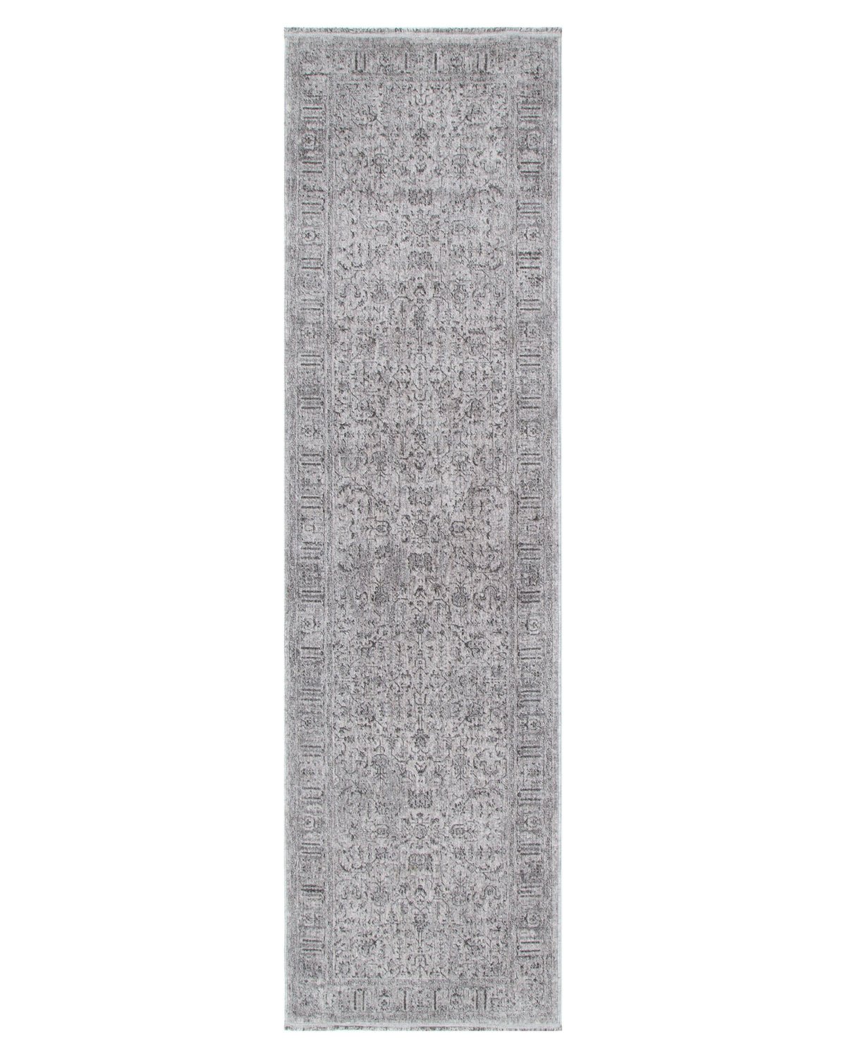 Heritage Distressed Border Grey Runner- H108: (Different Tassel) - Grey area rug rug from Vogue Rugs Australia