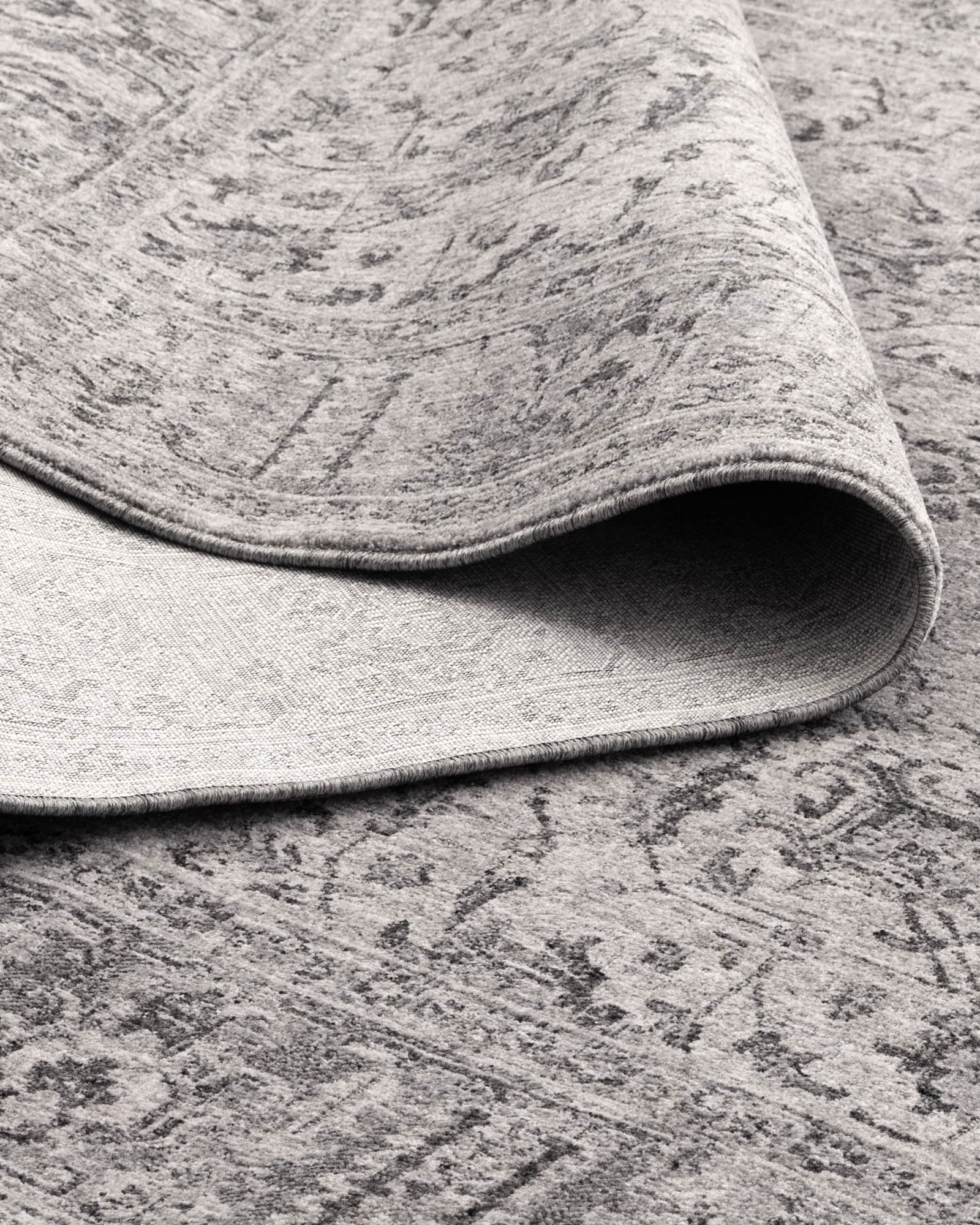 Heritage Distressed Border Grey Rug - H108: (Different Tassel) - Grey area rug rug from Vogue Rugs Australia