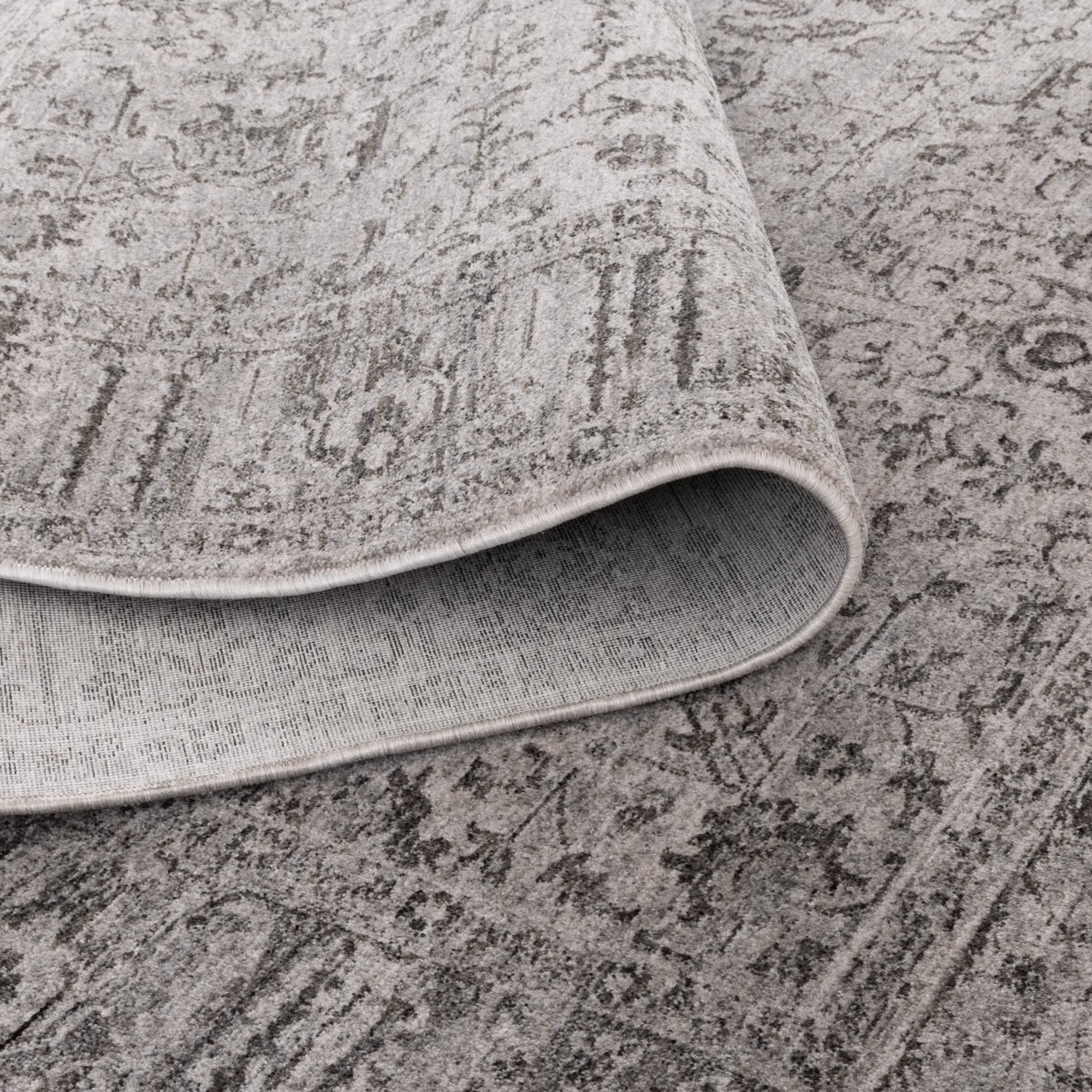 Heritage Distressed Border Grey Rug - H108.