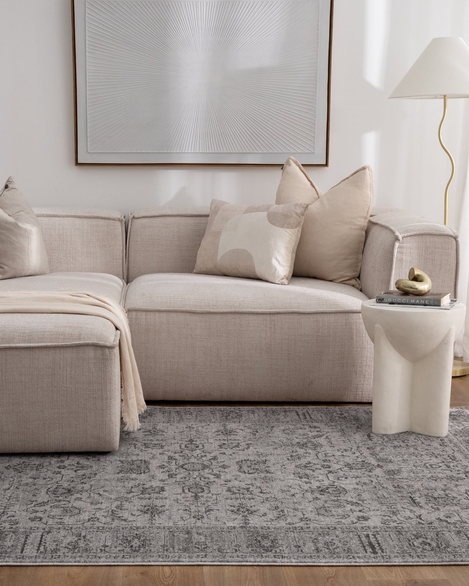 Heritage Distressed Border Grey Rug - H108 - Grey area rug rug from Vogue Rugs Australia