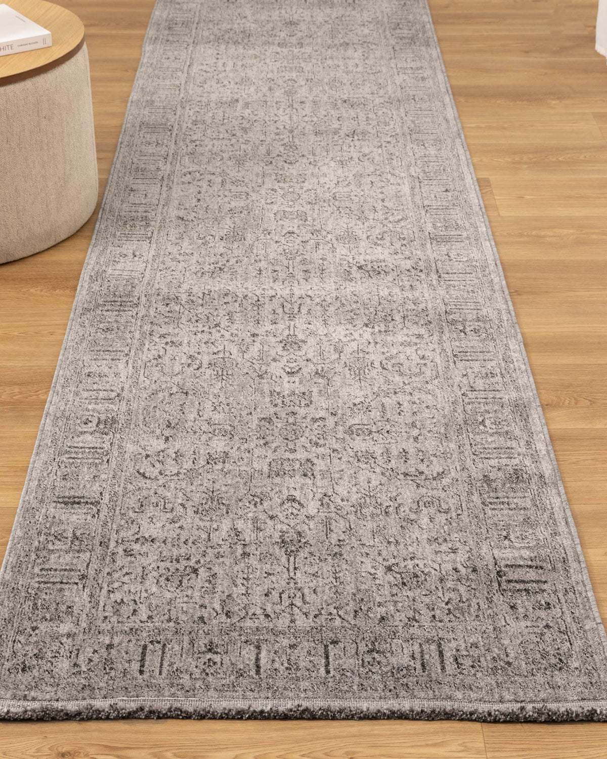 Heritage Distressed Border Grey Runner- H108: (Different Tassel) - Grey area rug rug from Vogue Rugs Australia