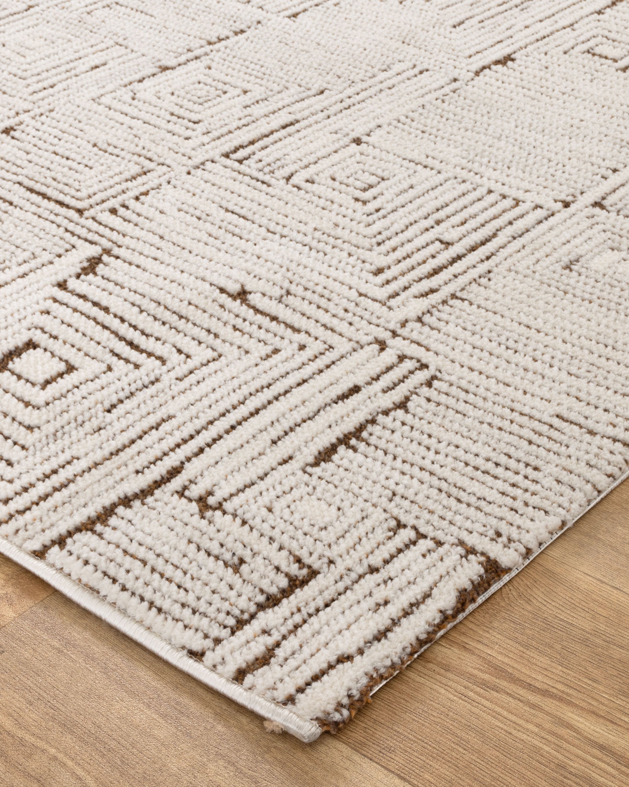 Mila Geometric Squares Cream Brown Rug - MIL8: New Arrival - Brown area rug rug from Vogue Rugs Australia