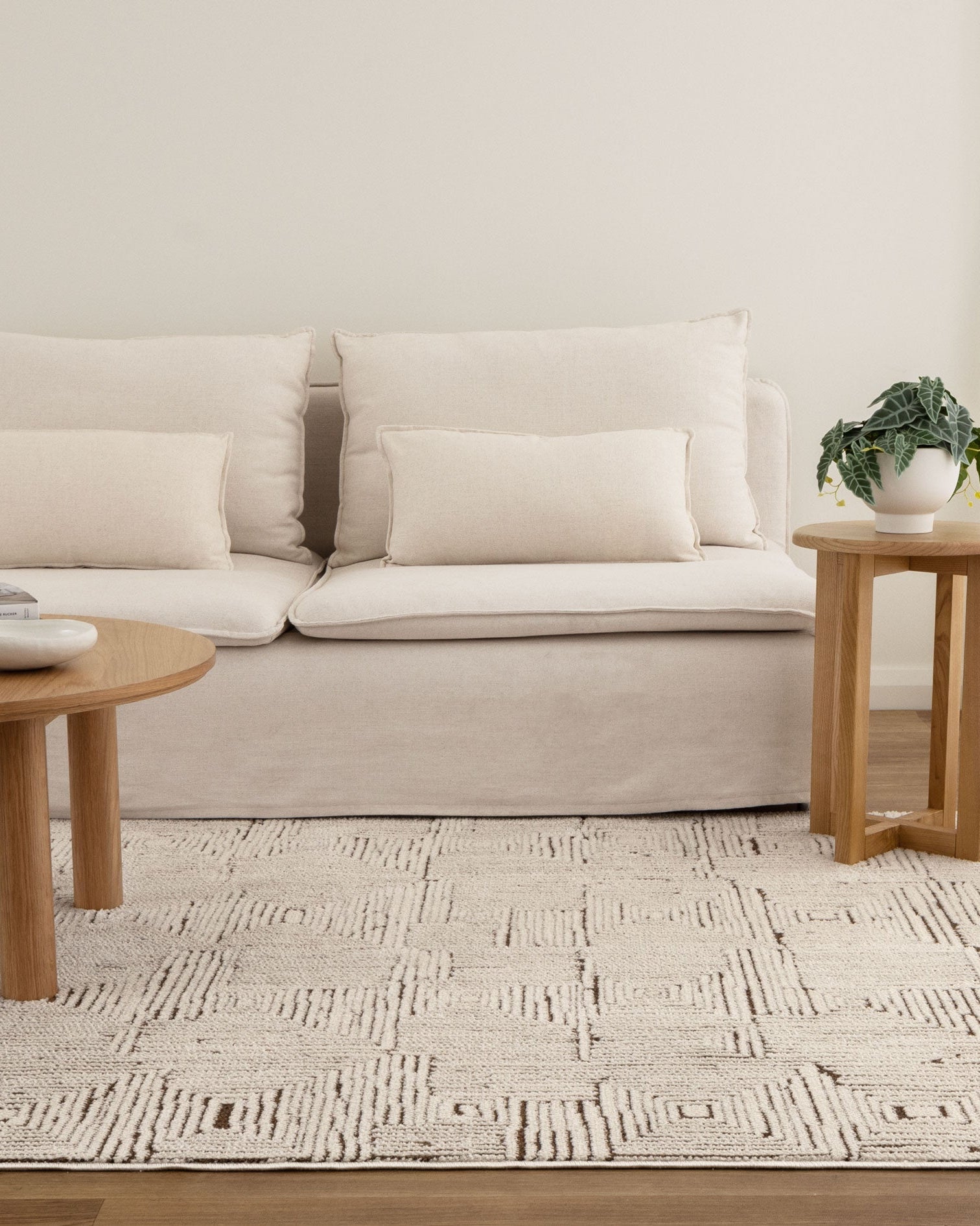 Mila Geometric Squares Cream Brown Rug - MIL8: New Arrival - Brown area rug rug from Vogue Rugs Australia