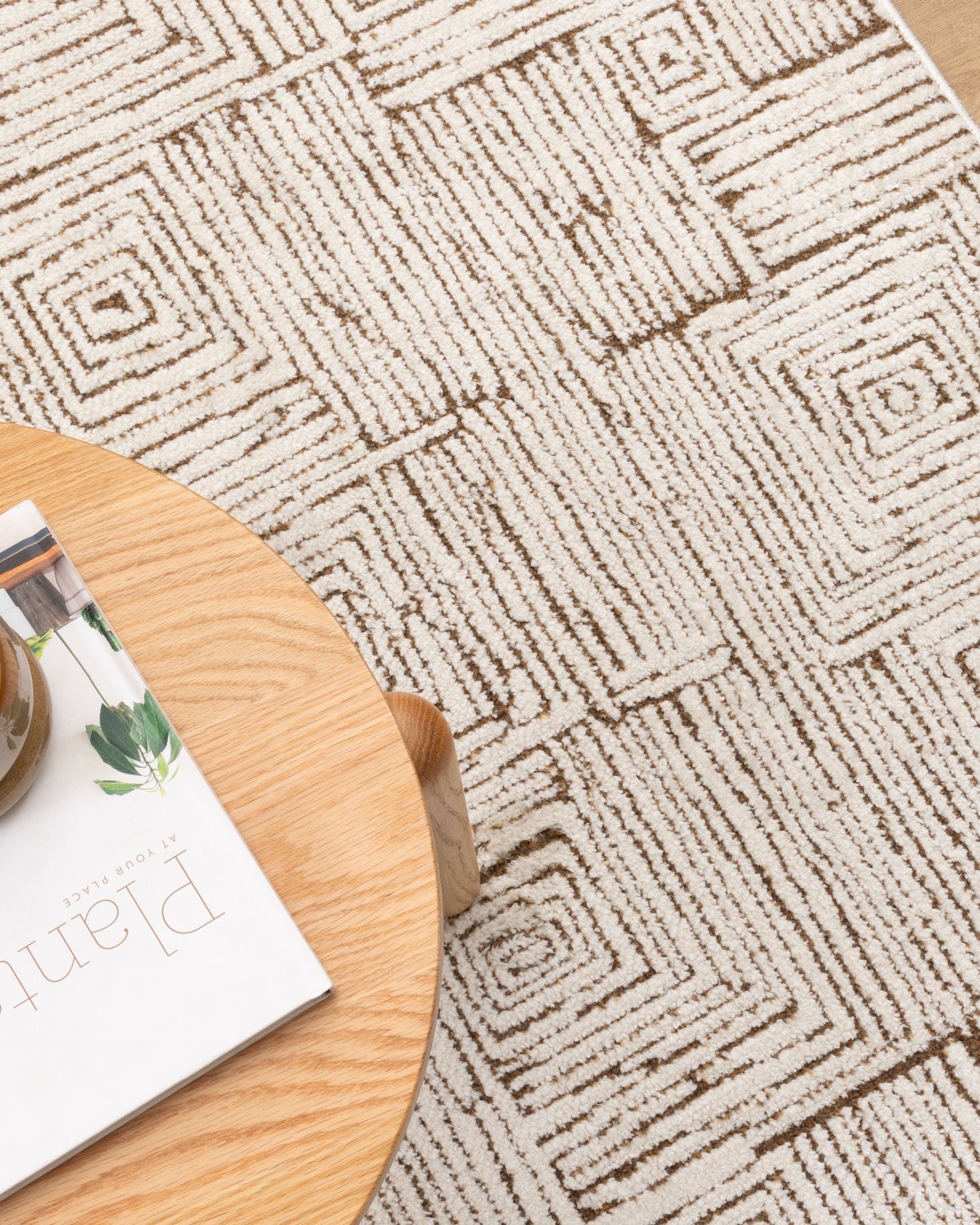 Mila Geometric Squares Cream Brown Rug - MIL8: New Arrival - Brown area rug rug from Vogue Rugs Australia